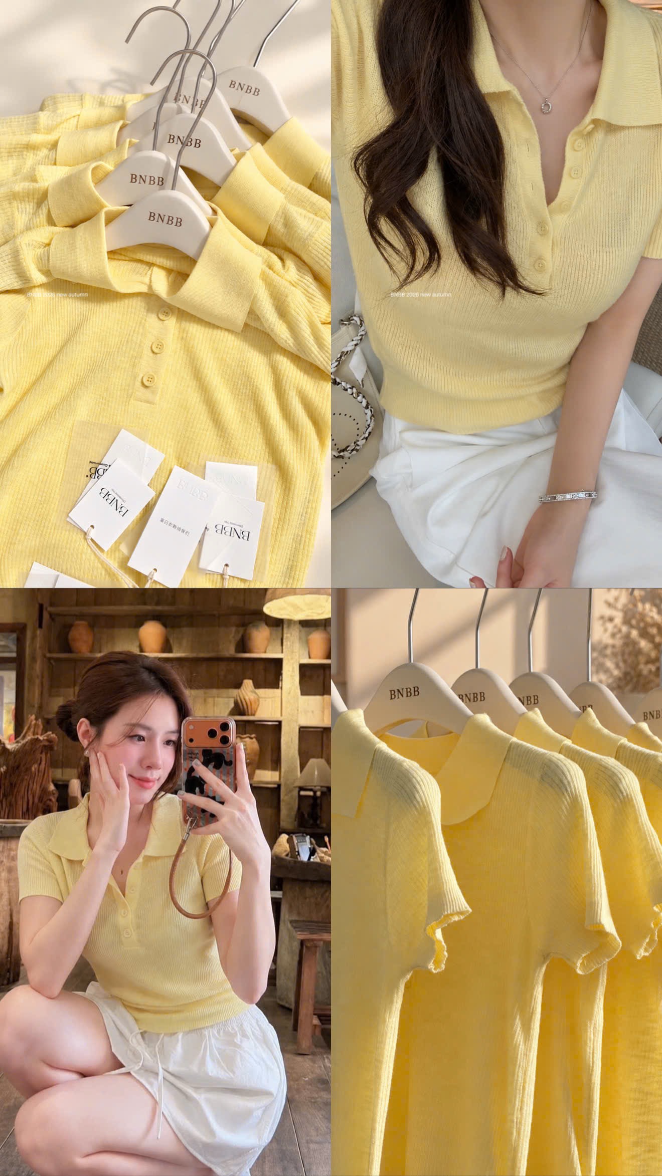 Gom - ÁO LEN POLO MỎNG BNBB MÀU VÀNG CỘC