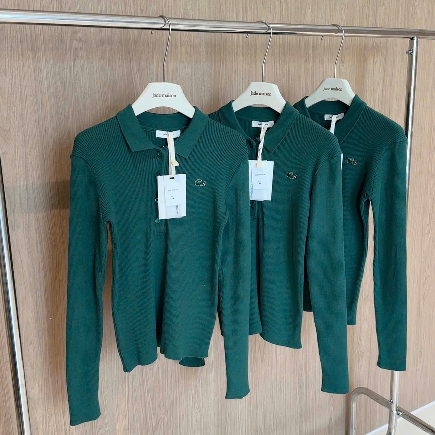 ÁO LEN TĂM POLO THÊU CÁ SẤU XANH RÊU DT