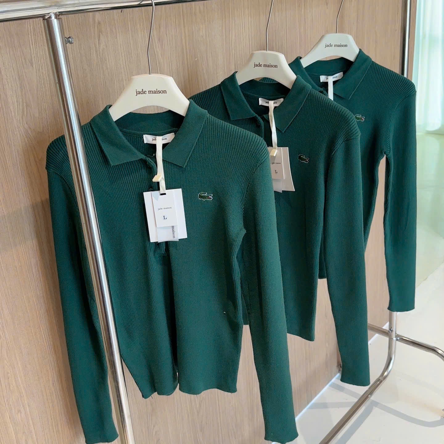 ÁO LEN TĂM POLO THÊU CÁ SẤU XANH RÊU DT