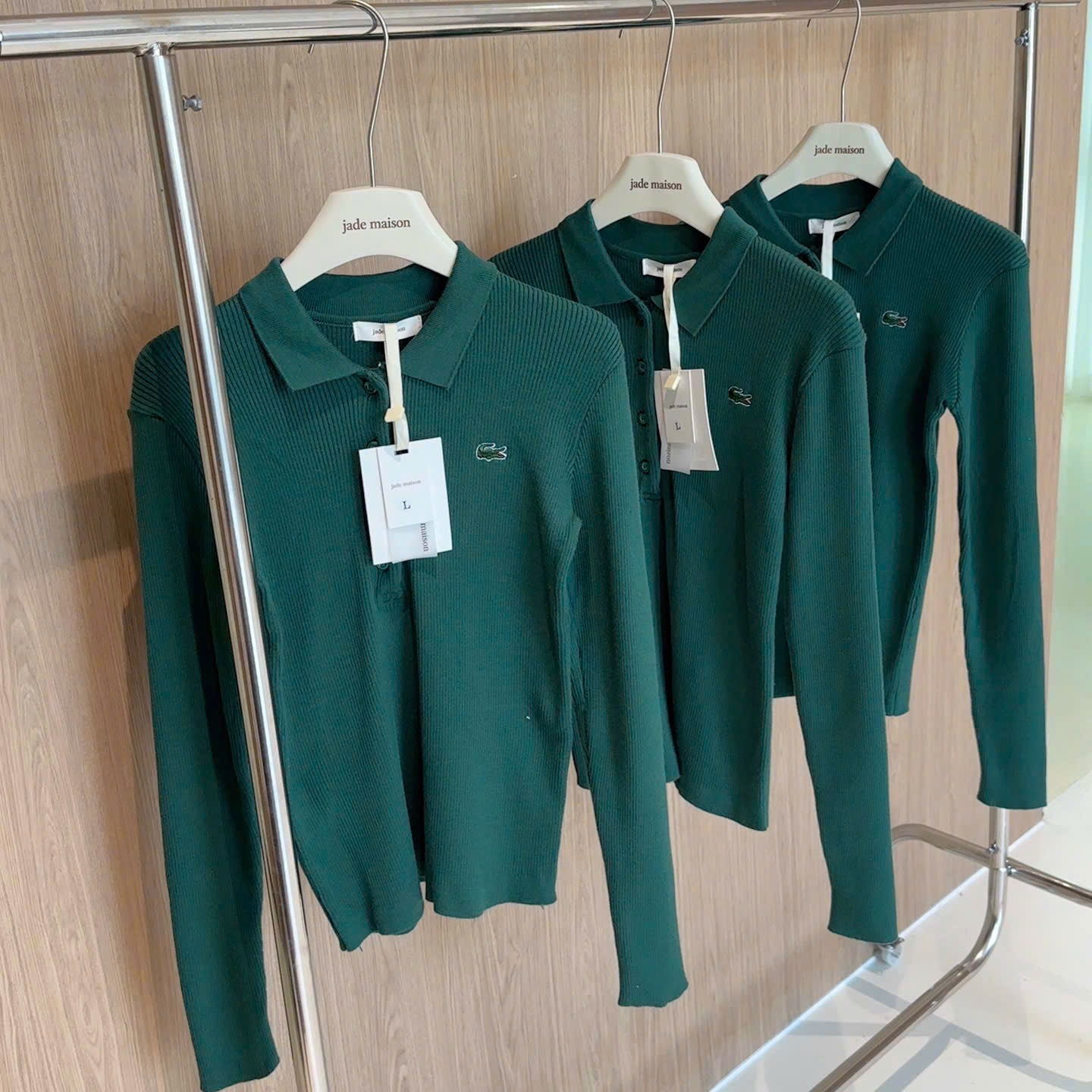 ÁO LEN TĂM POLO THÊU CÁ SẤU XANH RÊU DT