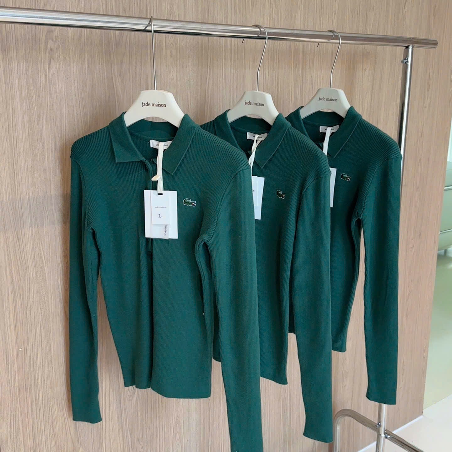 ÁO LEN TĂM POLO THÊU CÁ SẤU XANH RÊU DT
