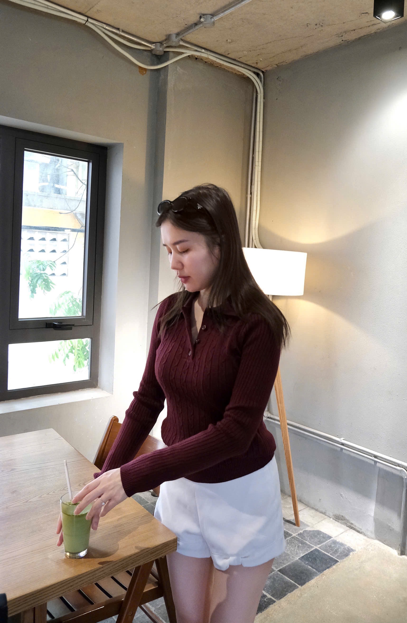 ÁO LEN THỪNG CÚC NGỰC DÀI TAY JDMS ĐỎ MẬN
