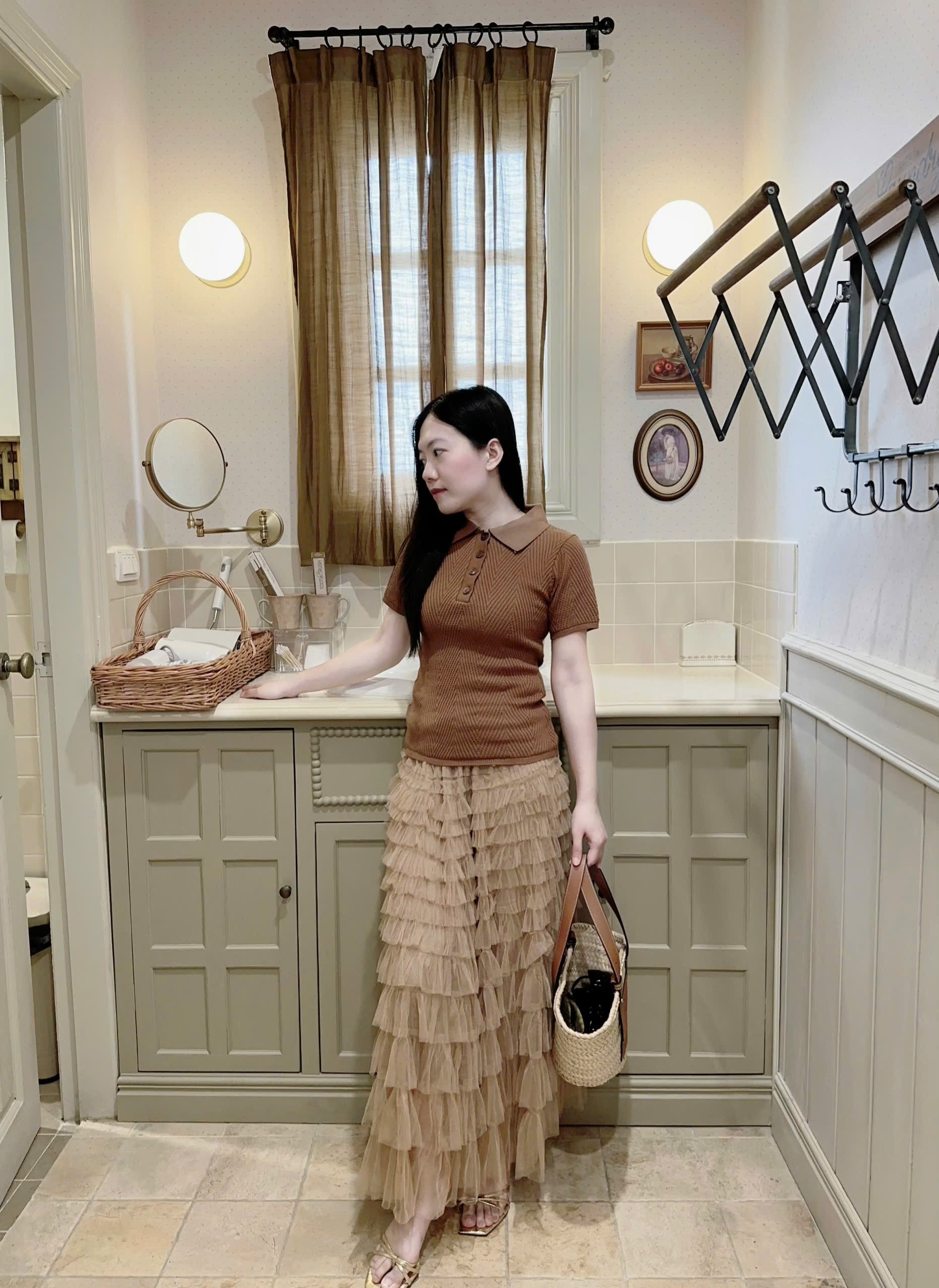 GOM - ÁO LEN XƯƠNG CÁ MÀU NÂU TÂY CỘC JDMS