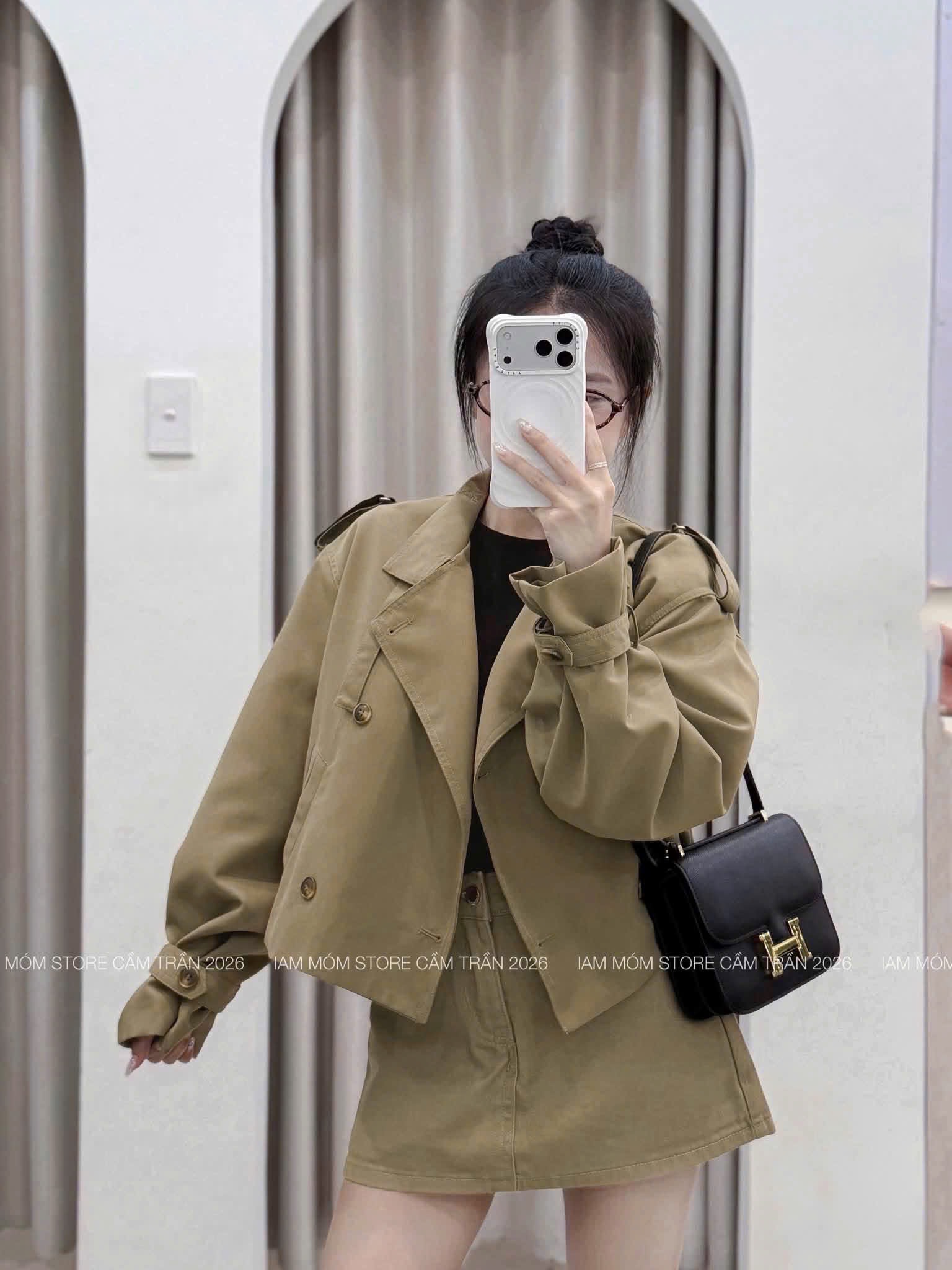 GOM - 1 TUẦN - ÁO MĂNGTO KAKI 2 LỚP BE NÂU
