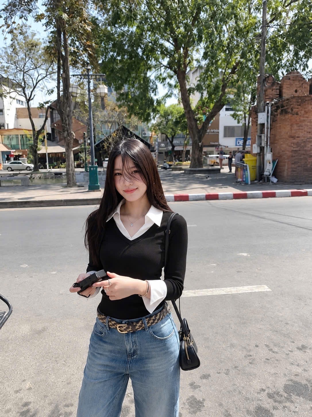 ÁO PULL ĐEN CỔ SƠ MI TRẮNG