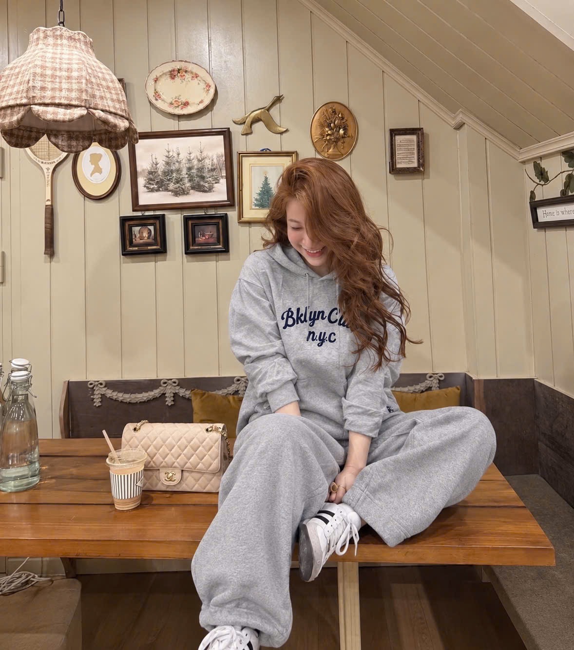 BỘ HODIE NỈ MŨ THAN GHI CHỮ BRYNK