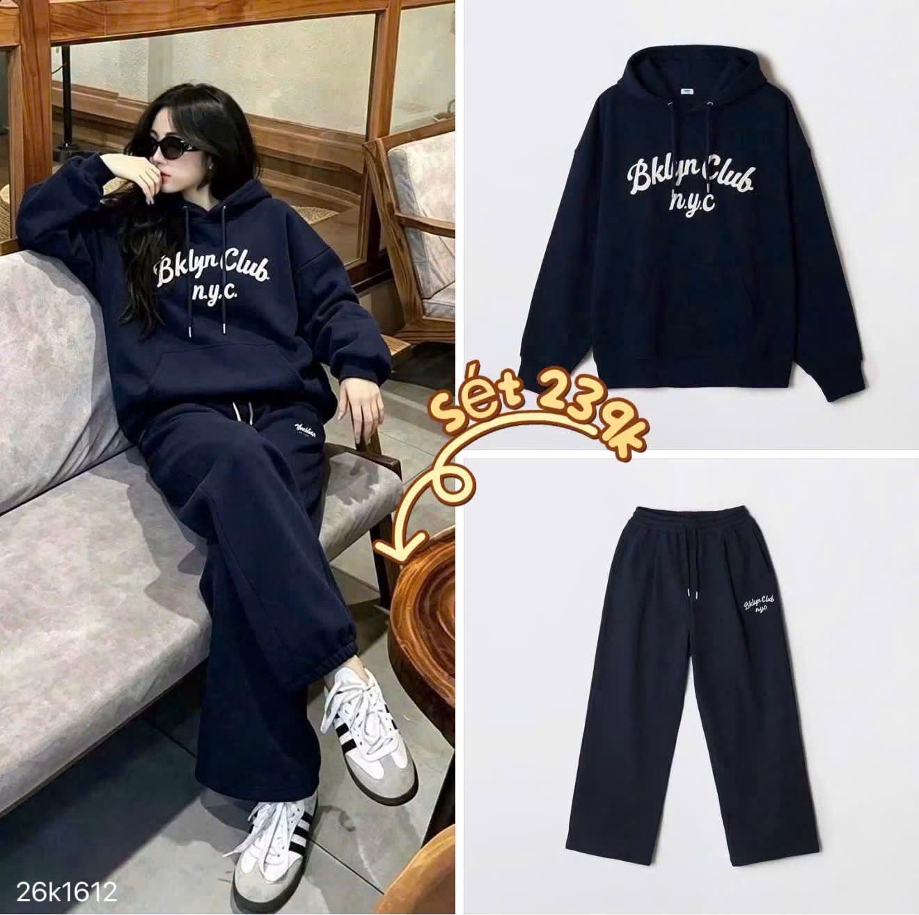 BỘ HODIE NỈ MŨ THAN GHI CHỮ BRYNK