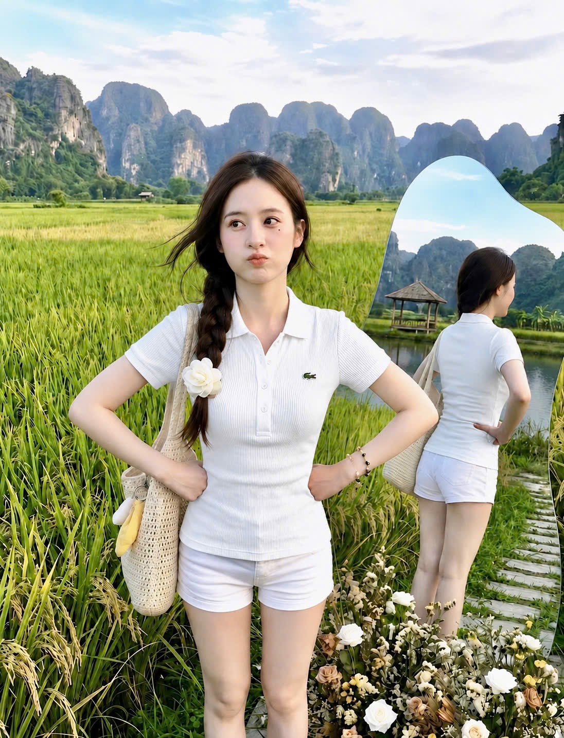Hàng nhà máy - ÁO LEN LCT TRẮNG THÊU CÁ SẤU CỔ BẺ