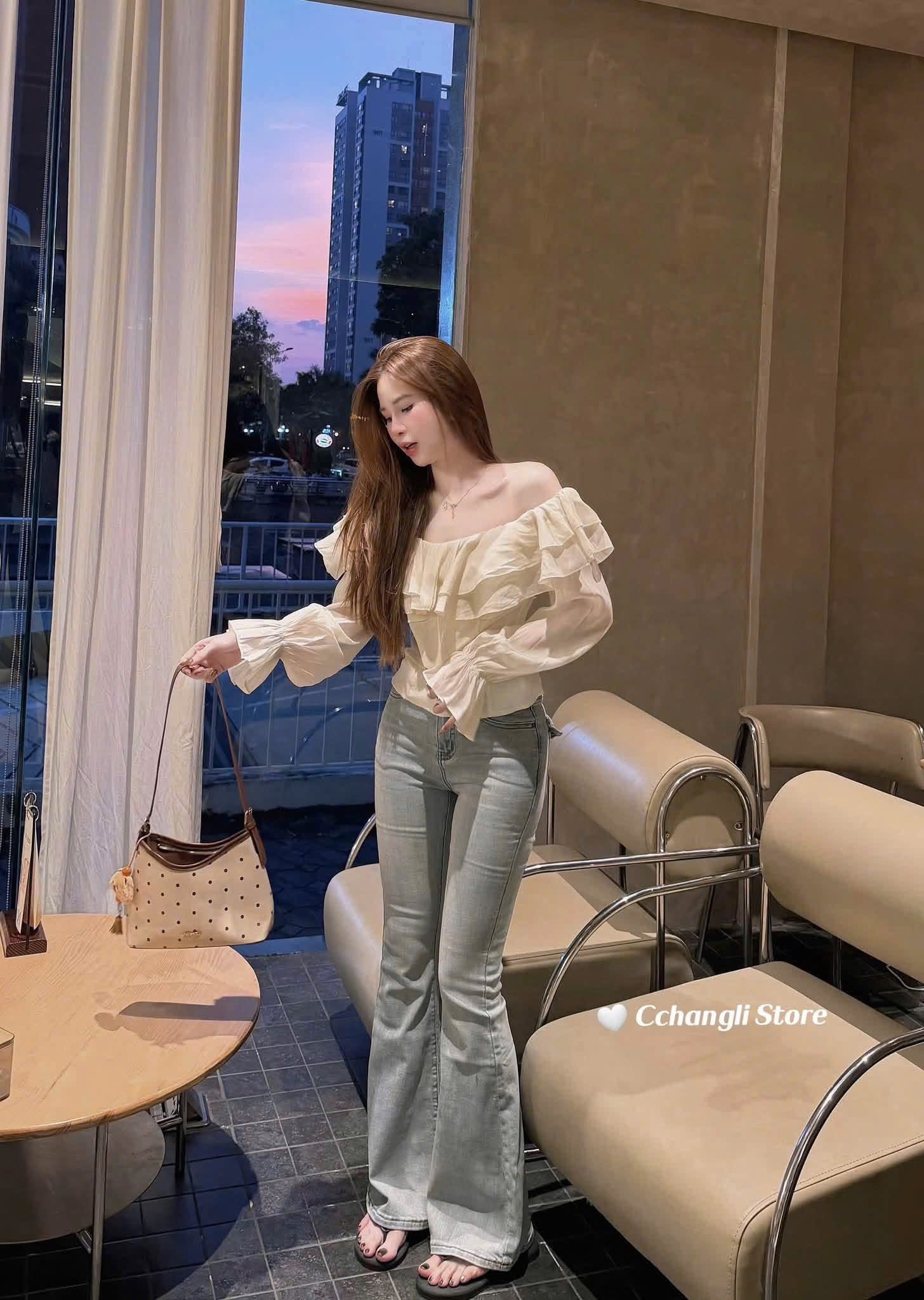 QUẦN JEAN LOE TRƠN MÀU XANH NHẠT M2908
