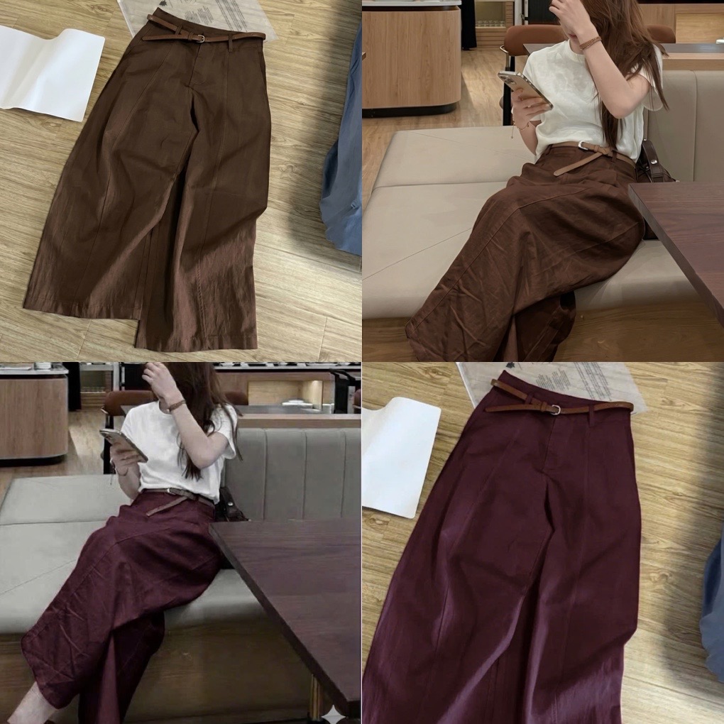 QUẦN KAKI KÈM ĐAI 2M ĐỎ NÂU NỮ