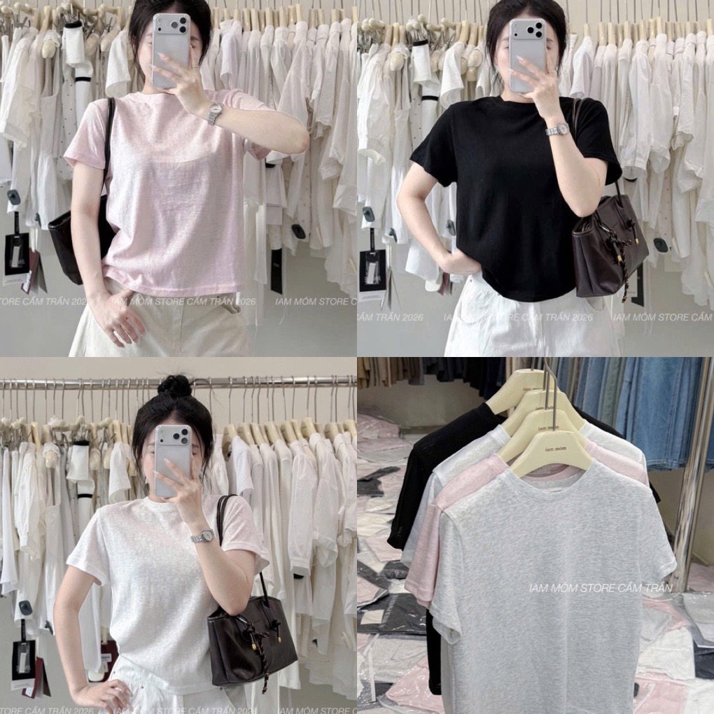 HD SET 3 ÁO CỘC ĐEN TRẮNG HỒNG NỮ