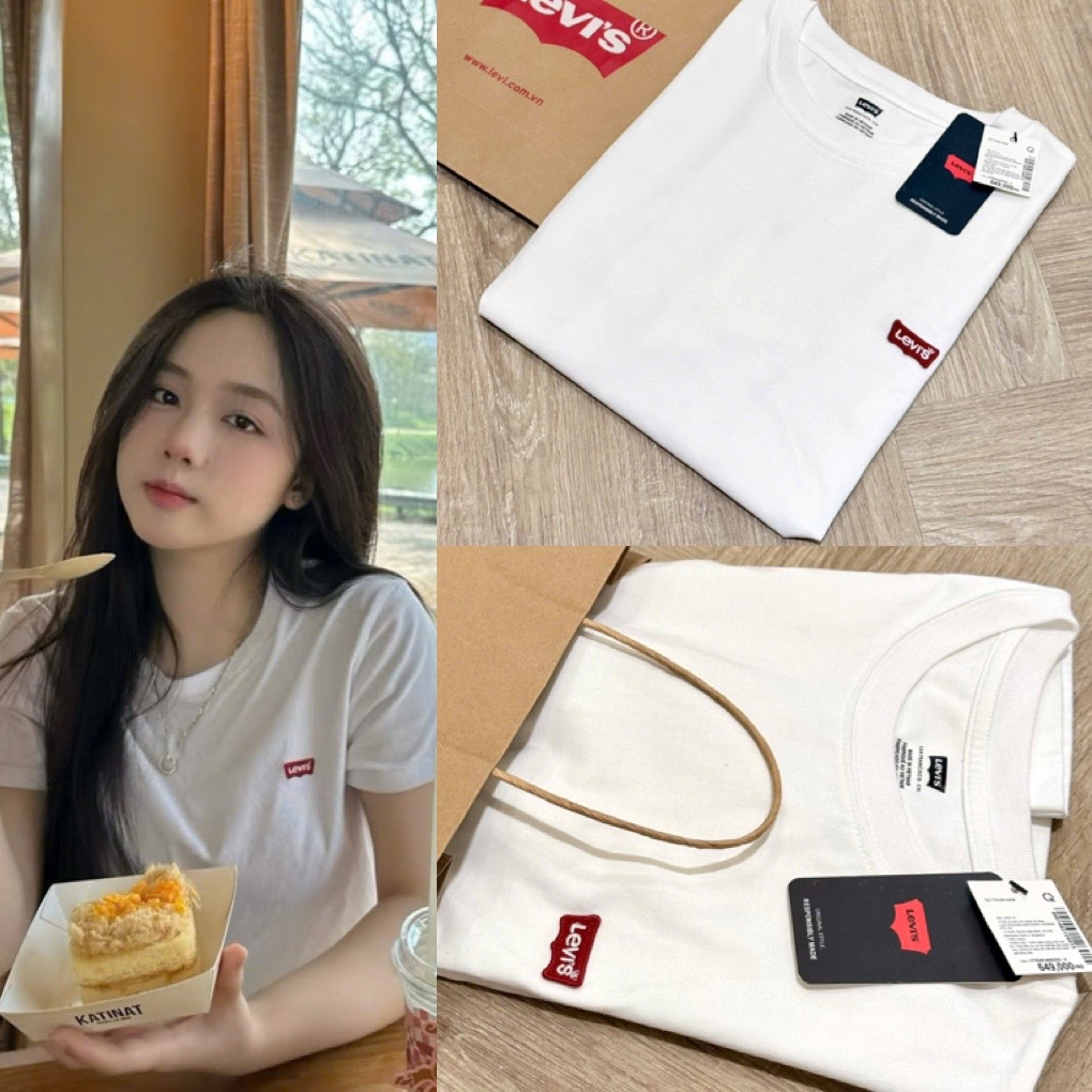 Hàng nhà máy - ÁO PULL CỘC TRẮNG LEVIS CỔ TRÒN NỮ