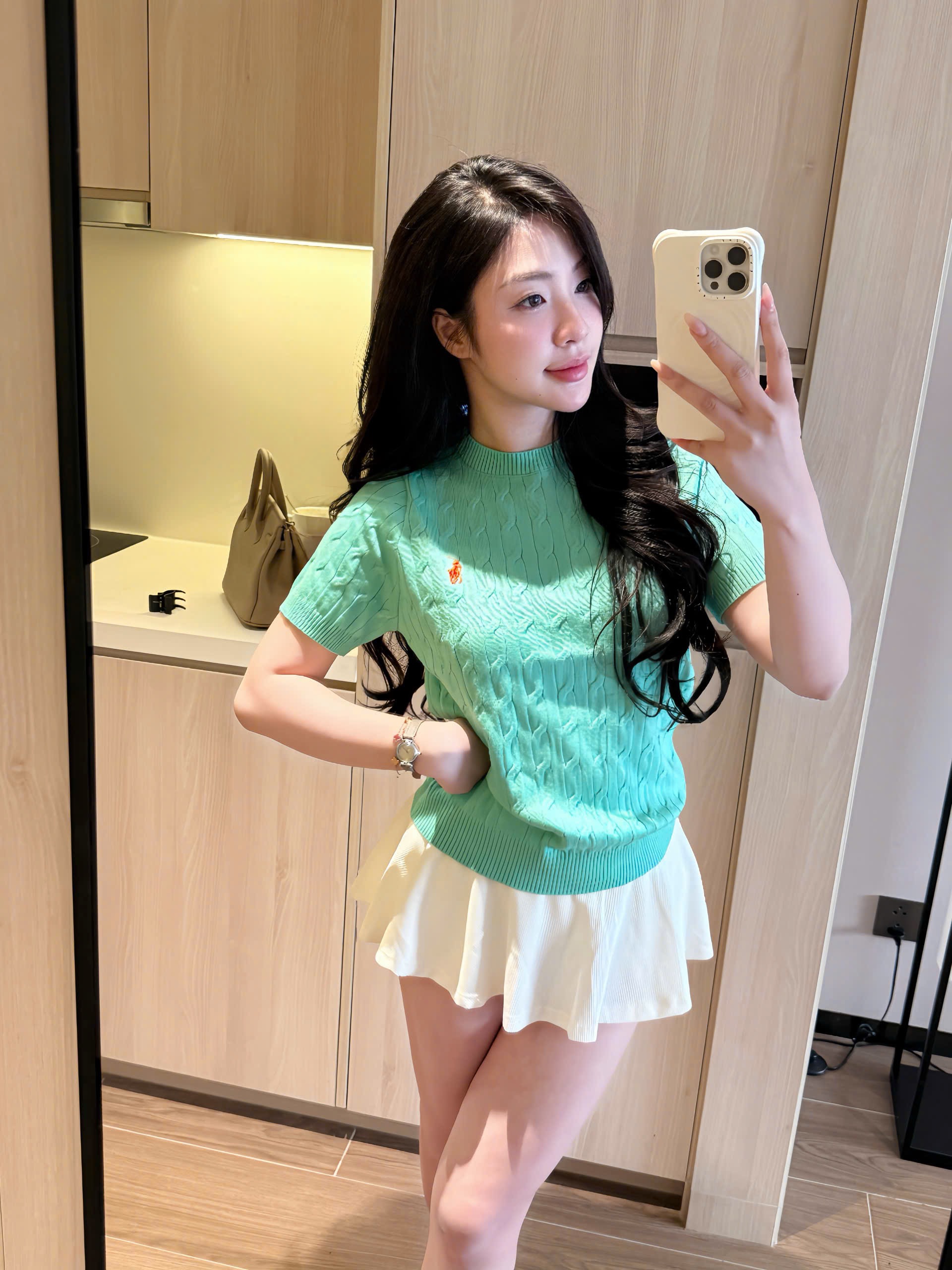 Hàng nhà máy - Cộc - ÁO LEN THỪNG THEU NGỰA CỘC TAY XANH NGOC