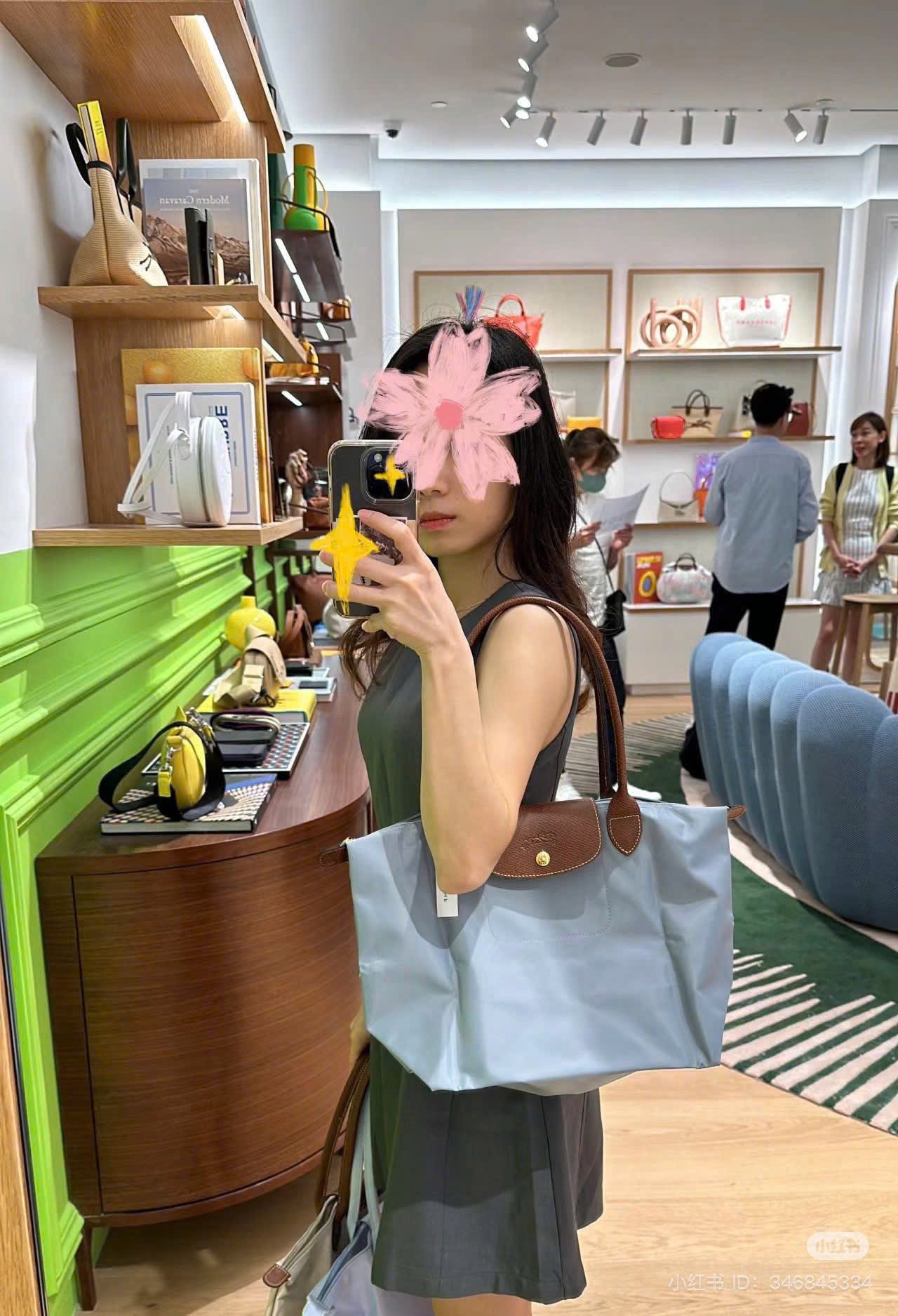 Hàng xuất dư - TÚI XÁCH LOONGCHARM PHỐI DA THẬT MÀU XANH