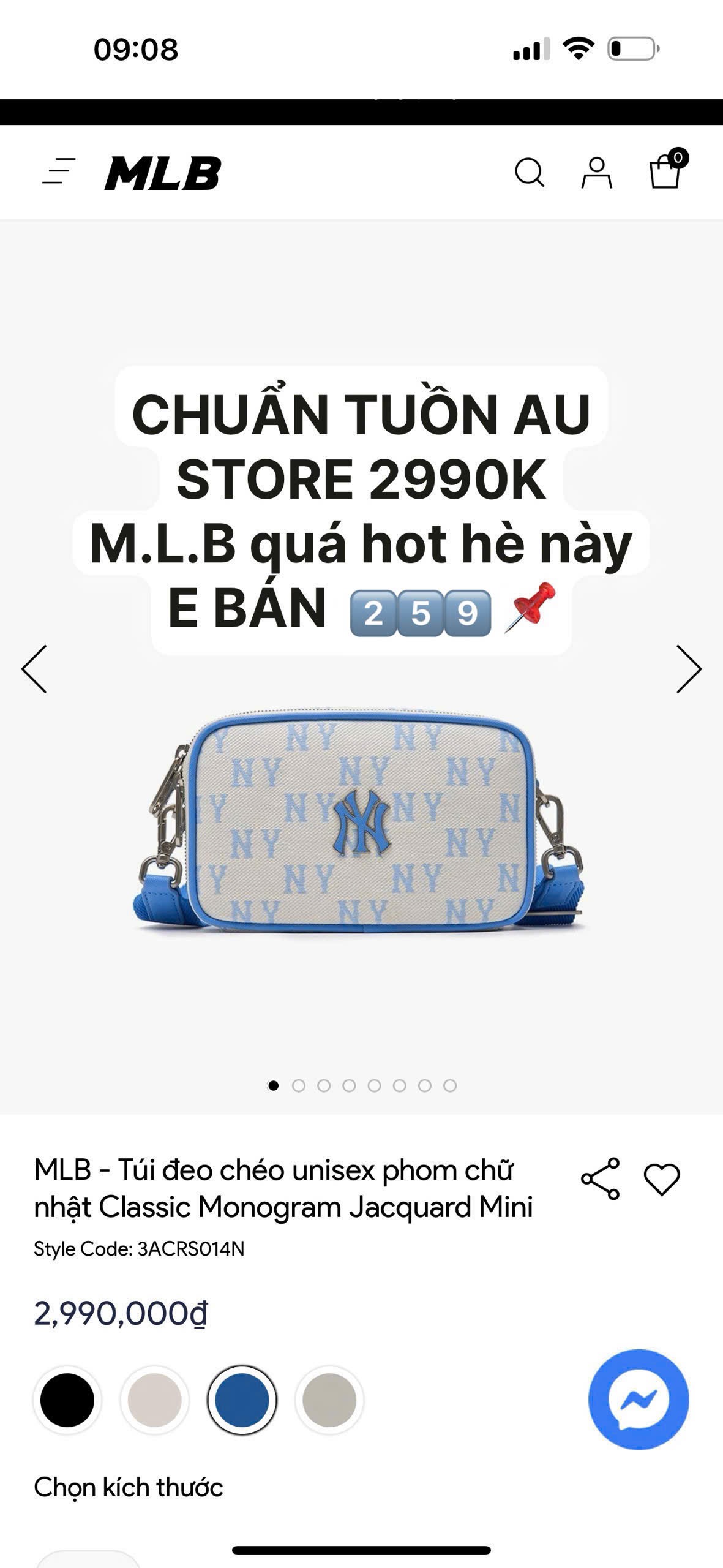Hàng xuất dư - TÚI XÁCH MLB DẠNG HỘP VIỀN XANH