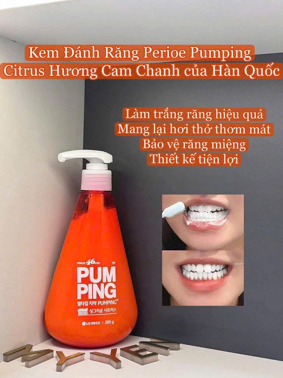 KEM ĐÁNH RĂNG HƯƠNG CAM CHANH HQ MÀU CAM