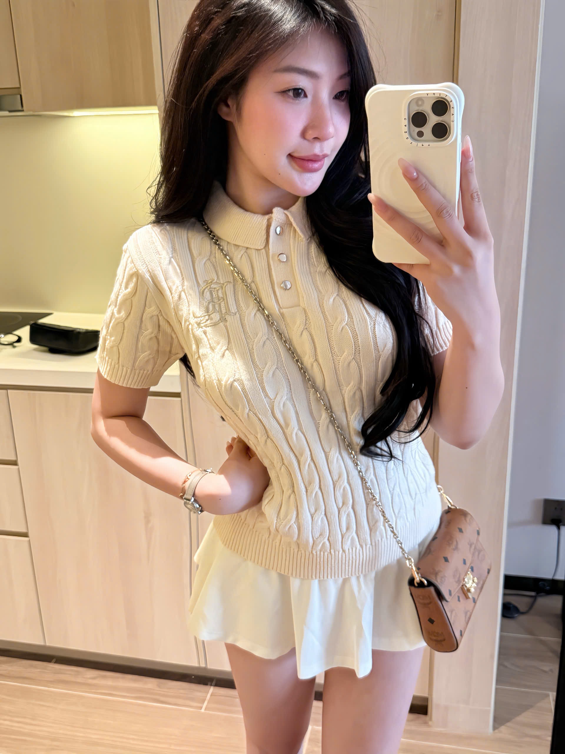 KEM - Hàng nhà máy - ÁO LEN POLO CỘC THÊU RPL KEM NỮ