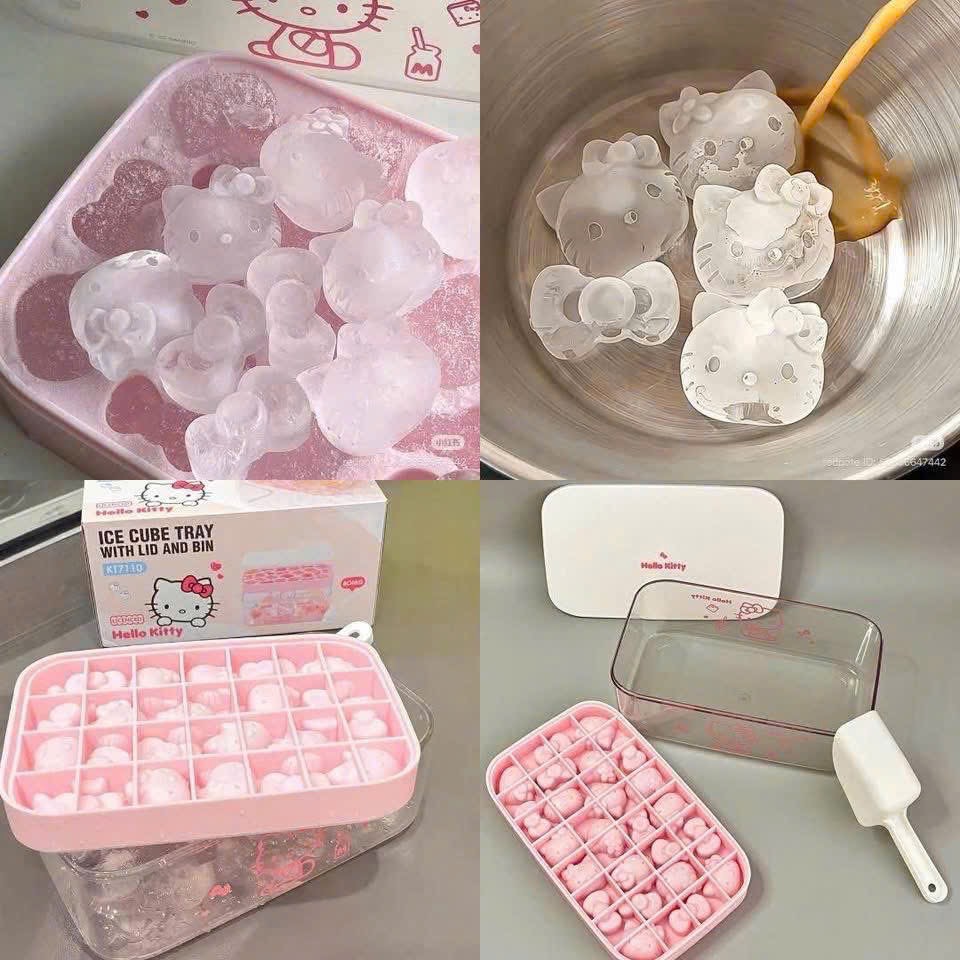 KHAY LÀM ĐÁ HELLO KITTY HỒNG
