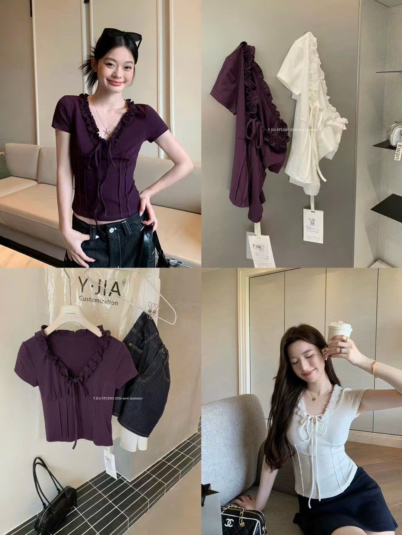 M1235 - ÁO PULL CỔ BÈO BUỘC NƠ QCCC