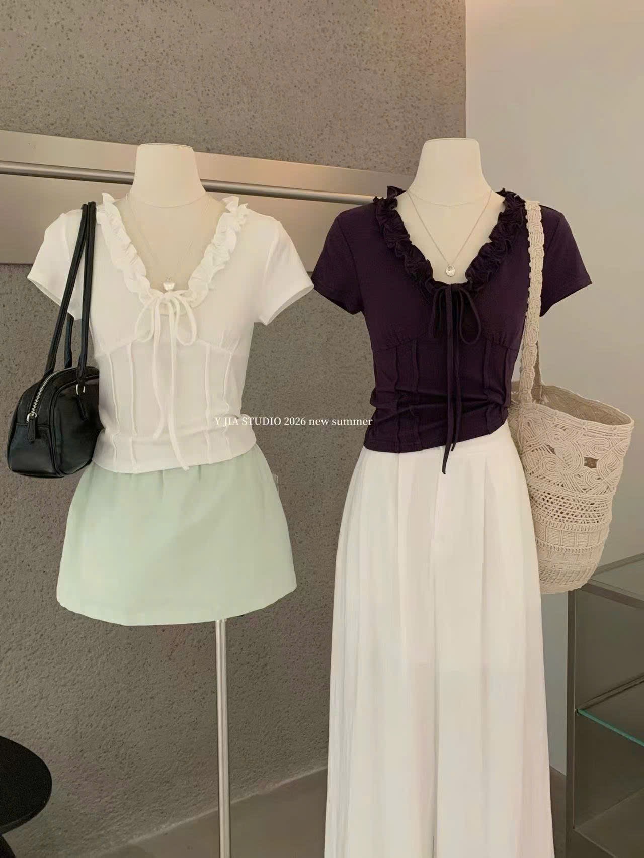 M1235 - ÁO PULL CỔ BÈO BUỘC NƠ QCCC