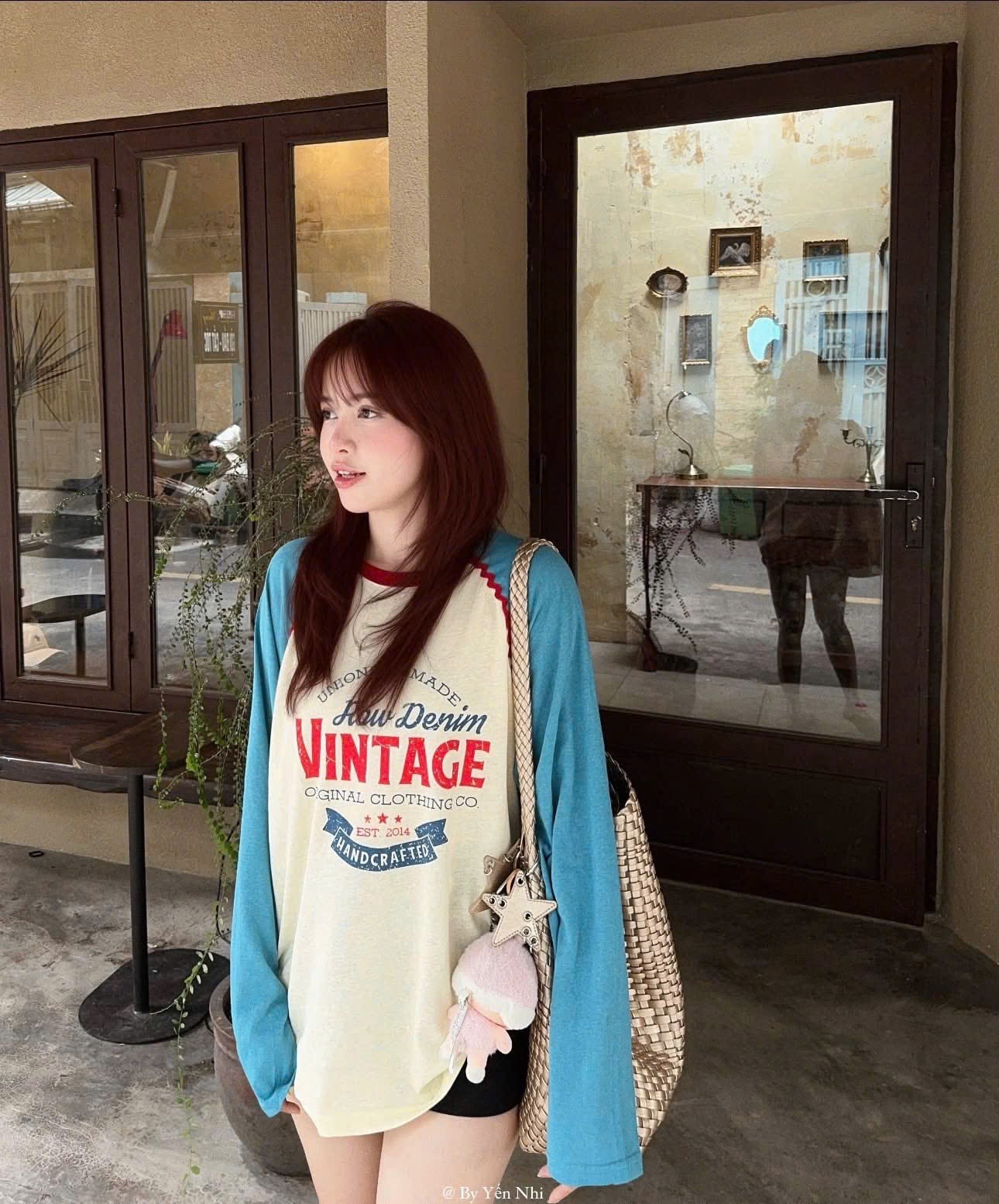 M2359 - ÁO PULL GIẤY PHA TAY VINTAGE QCCC