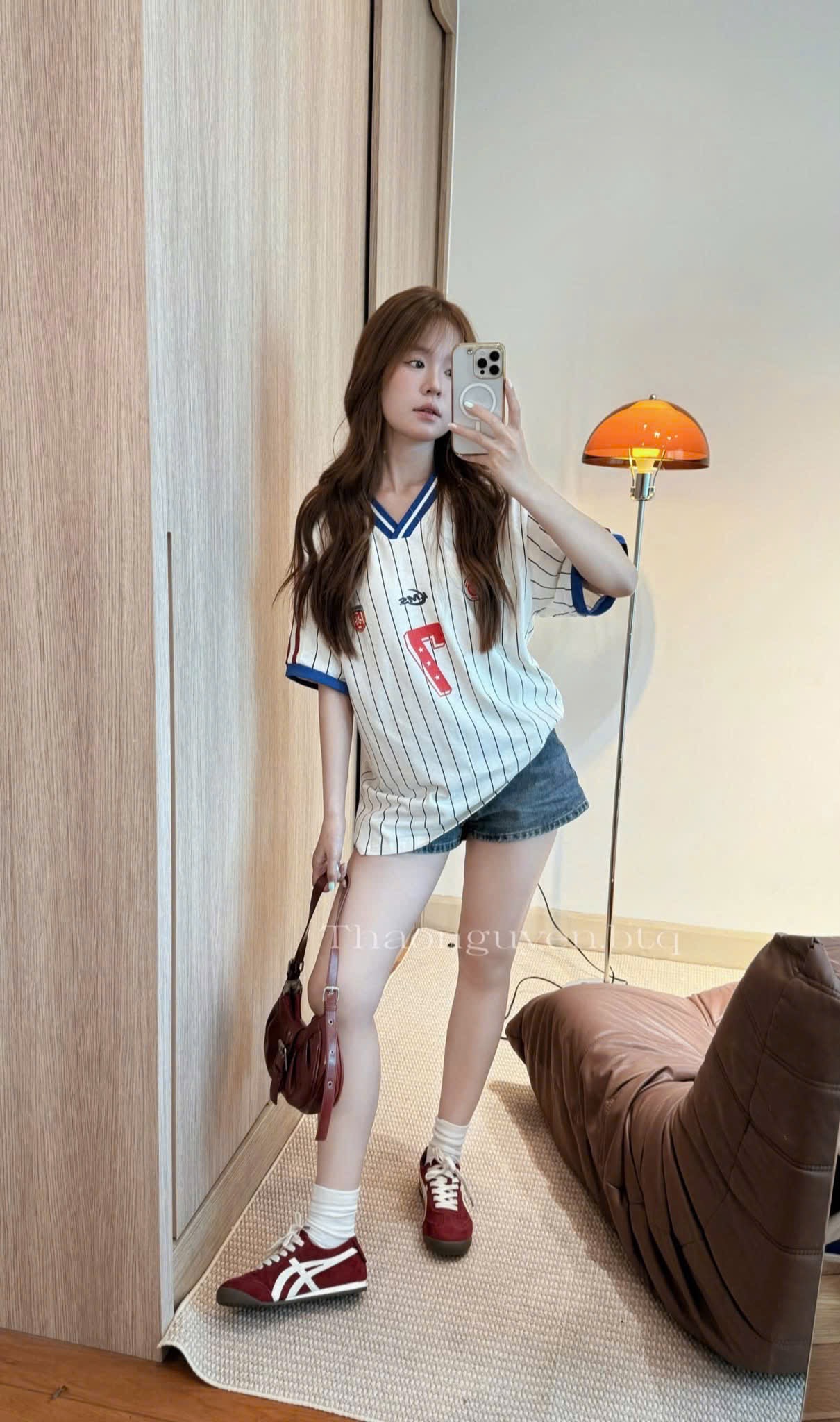 M26262 - ÁO PULL CỘC KẺ SỌC CỔ TIM SỐ 7 QC