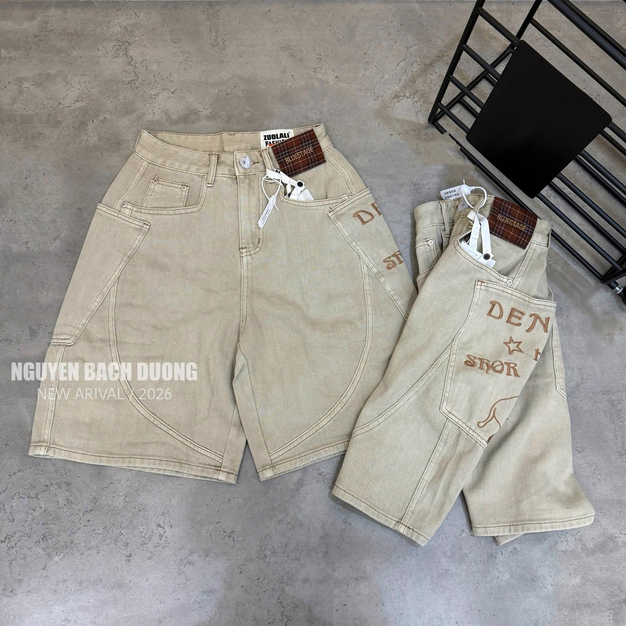 Mau be - QUẦN JEAN NGỐ THÊU TÚI SƯỜN DENIM SAO M313
