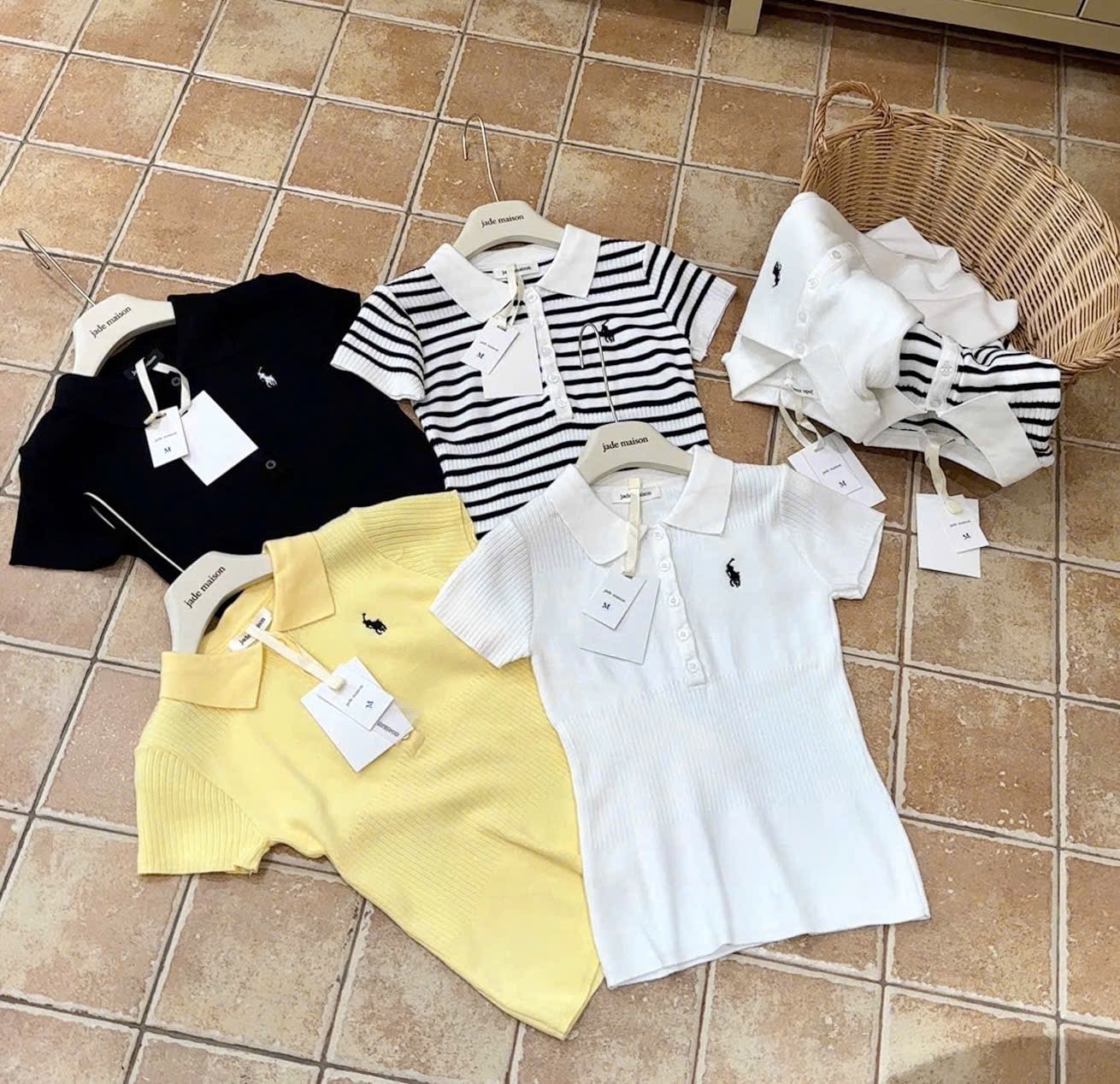 POLO LEN THEU NGƯA 4 MÀU CHO NỮ