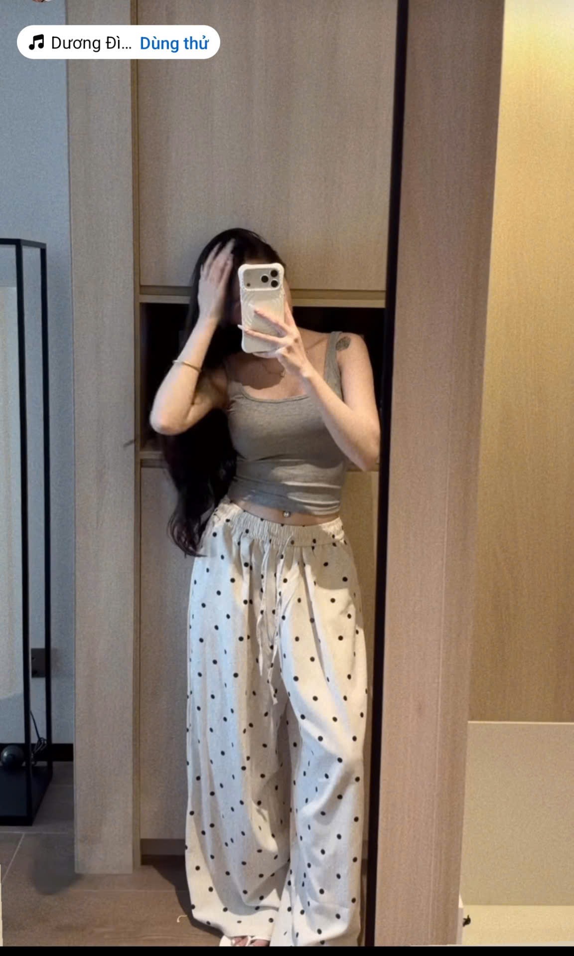 QUẦN ĐŨI SUÔNG LIEN CHẤM BI MÀU BE