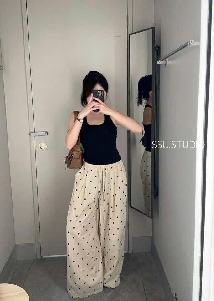 QUẦN ĐŨI SUÔNG LIEN CHẤM BI MÀU BE