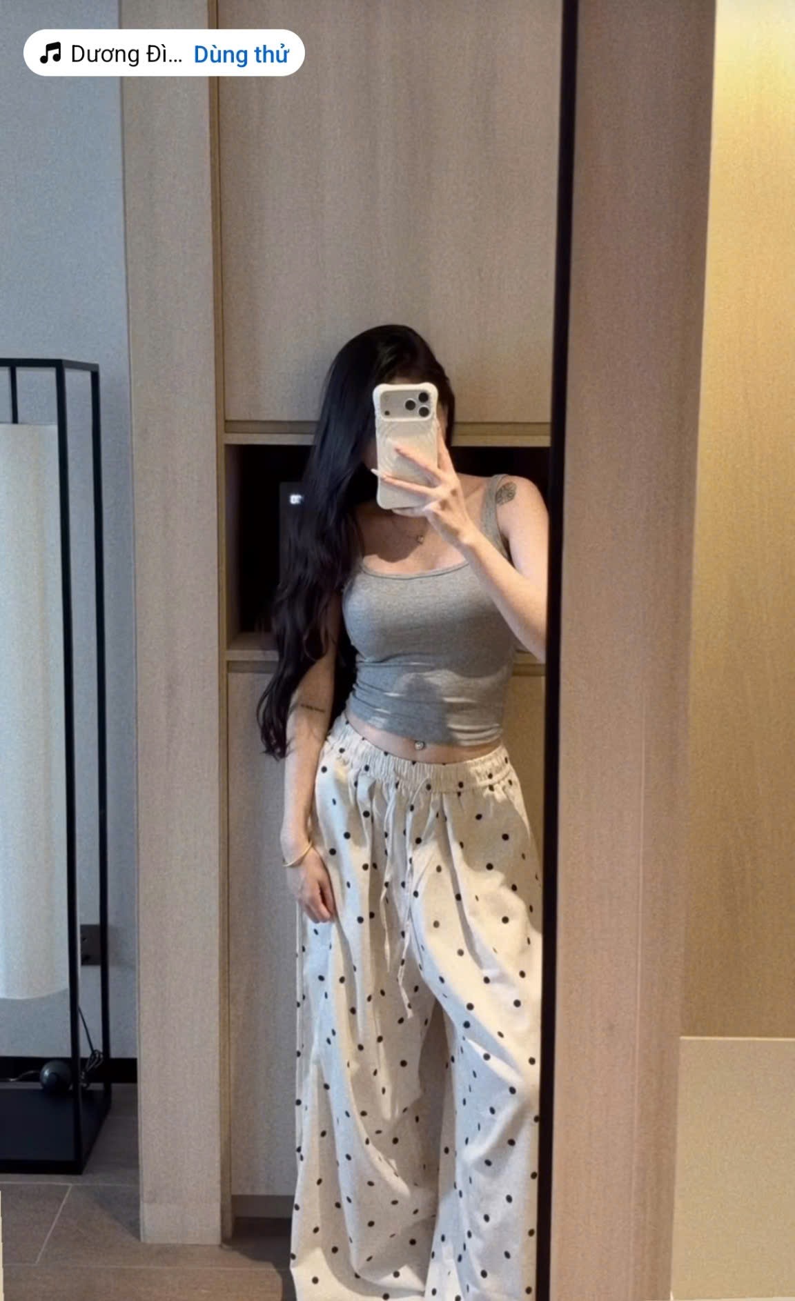 QUẦN ĐŨI SUÔNG LIEN CHẤM BI MÀU BE