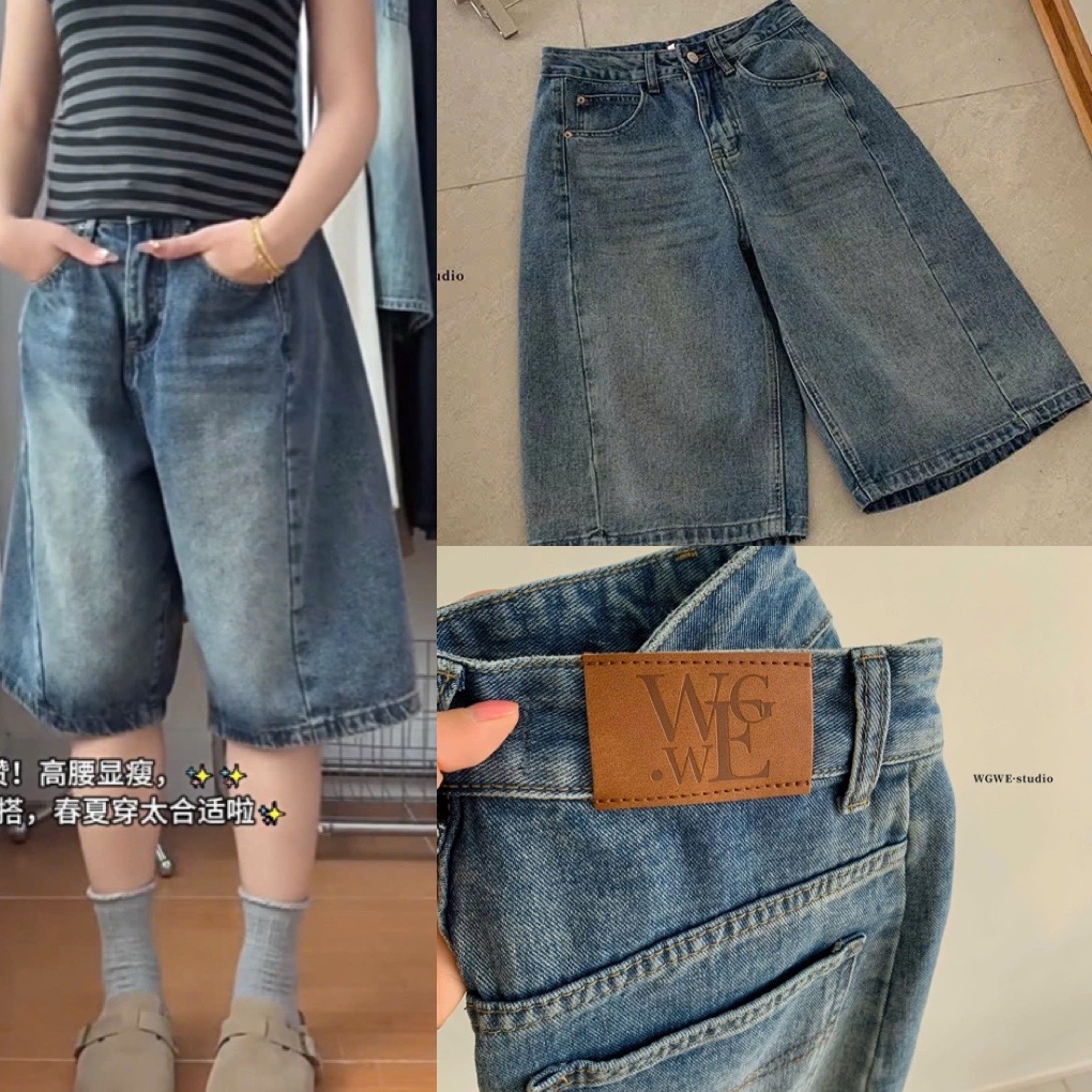 QUẦN JEAN NGỐ LỬNG THÊU TÚI MÀU XANH WGWE