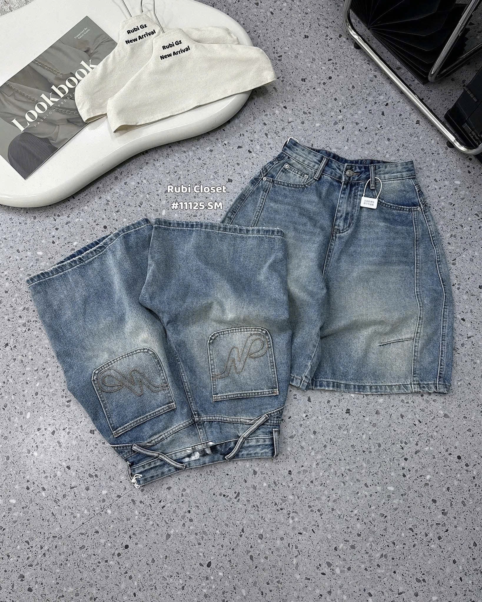 QUẦN JEAN NGỐ XANH CAN TRƯỚC THÊU TÚI