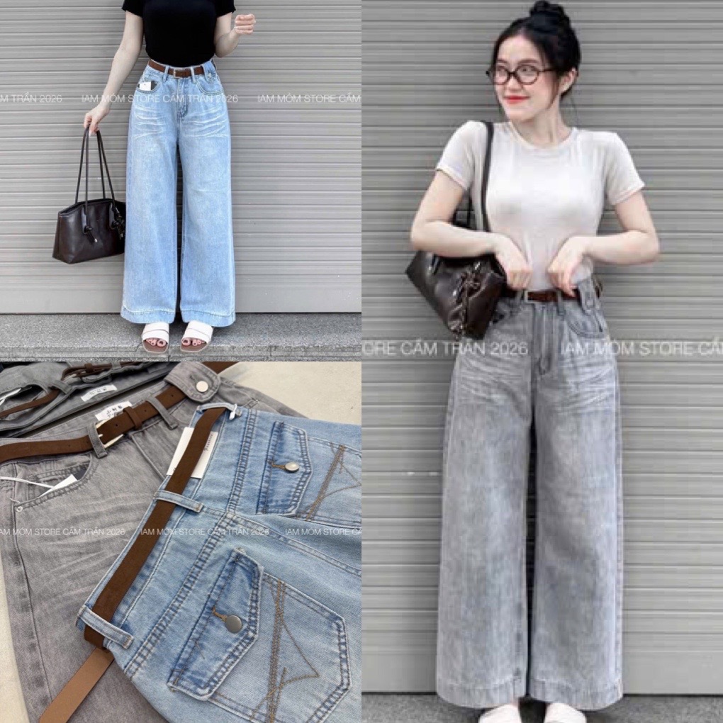 QUẦN JEAN SUÔNG NẮP TÚI THÊU SAU