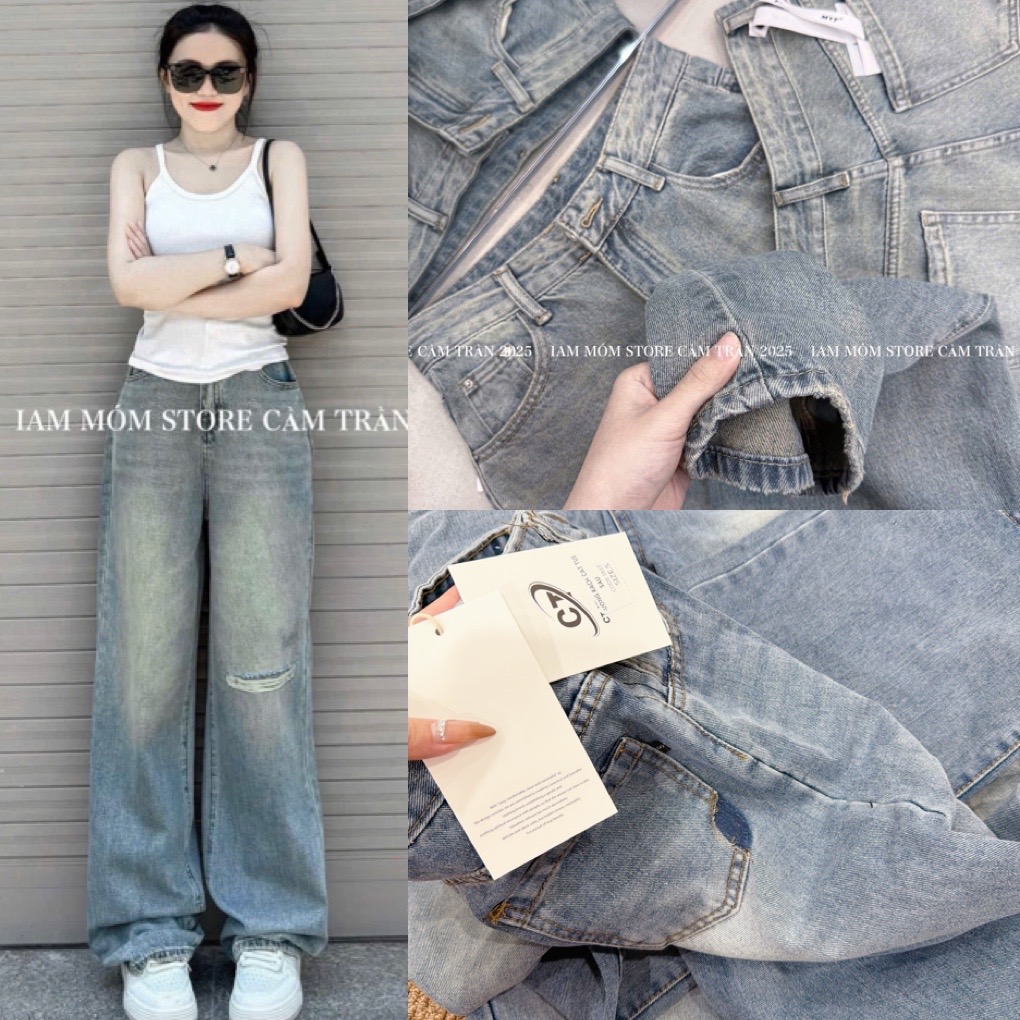 QUẦN JEAN SUÔNG XANH CẮT TÚI SAU M3837