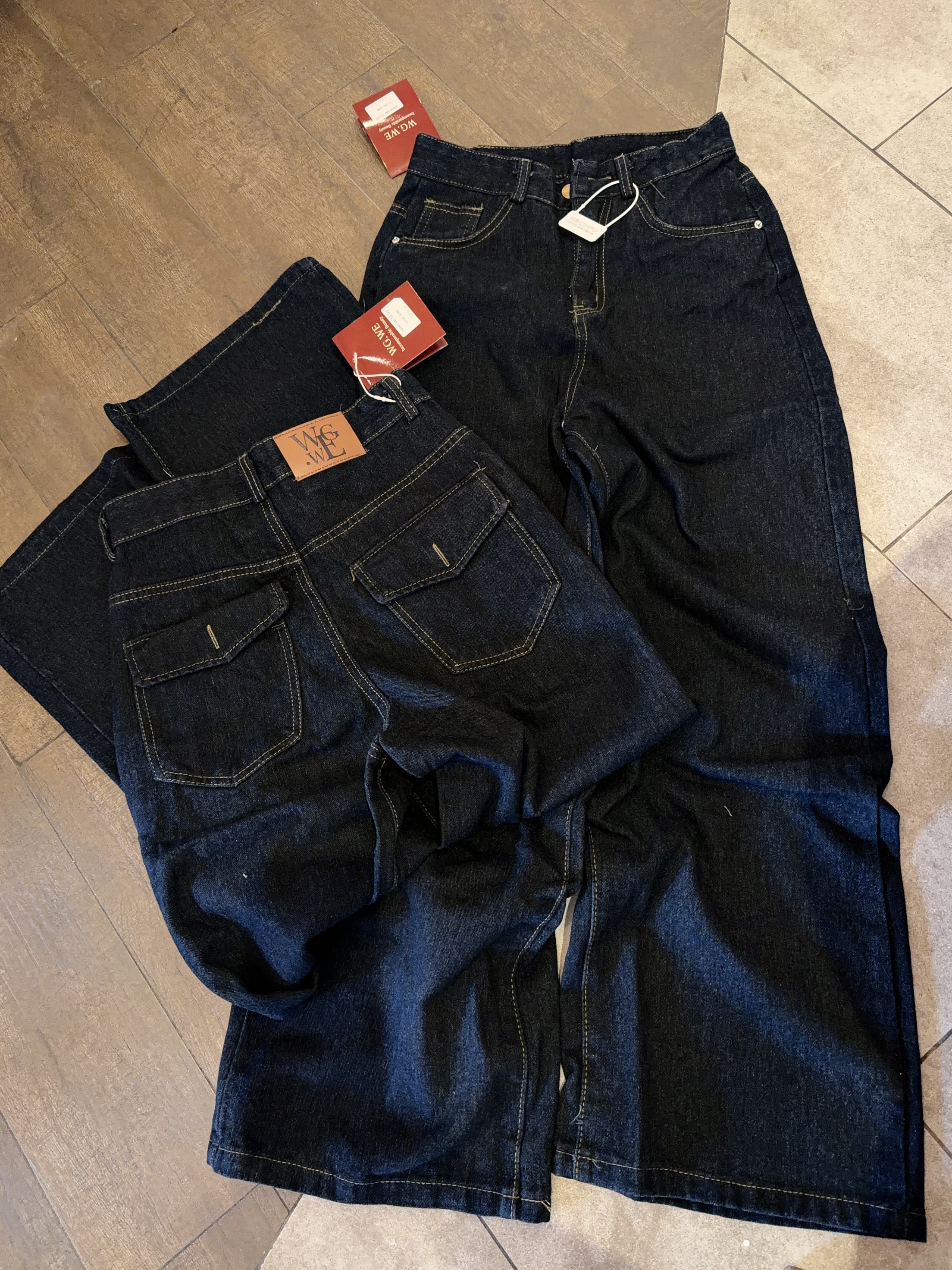 QUẦN JEAN SUÔNG XANH ĐẬM WGWE NẮP TÚI M3380