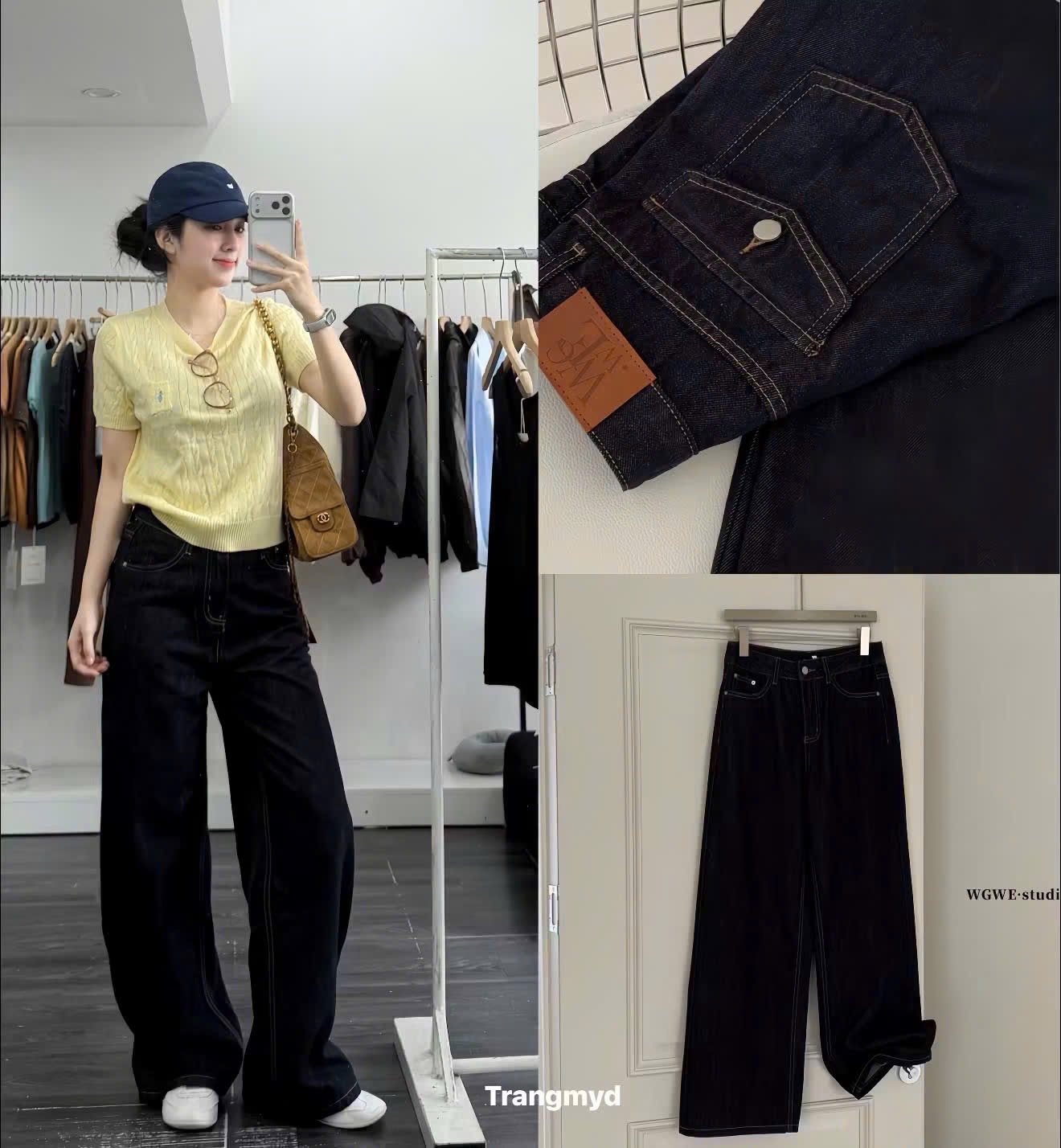 QUẦN JEAN SUÔNG XANH ĐẬM WGWE NẮP TÚI M3380