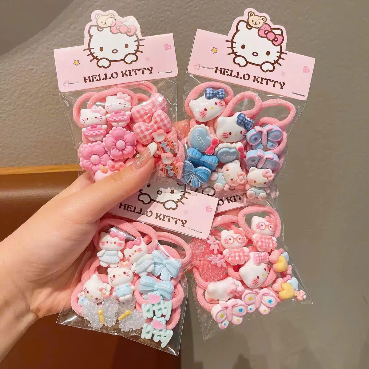 SÉT 10 DÂY BUỘC TÓC HELLO KITTY CHO BÉ GÁI