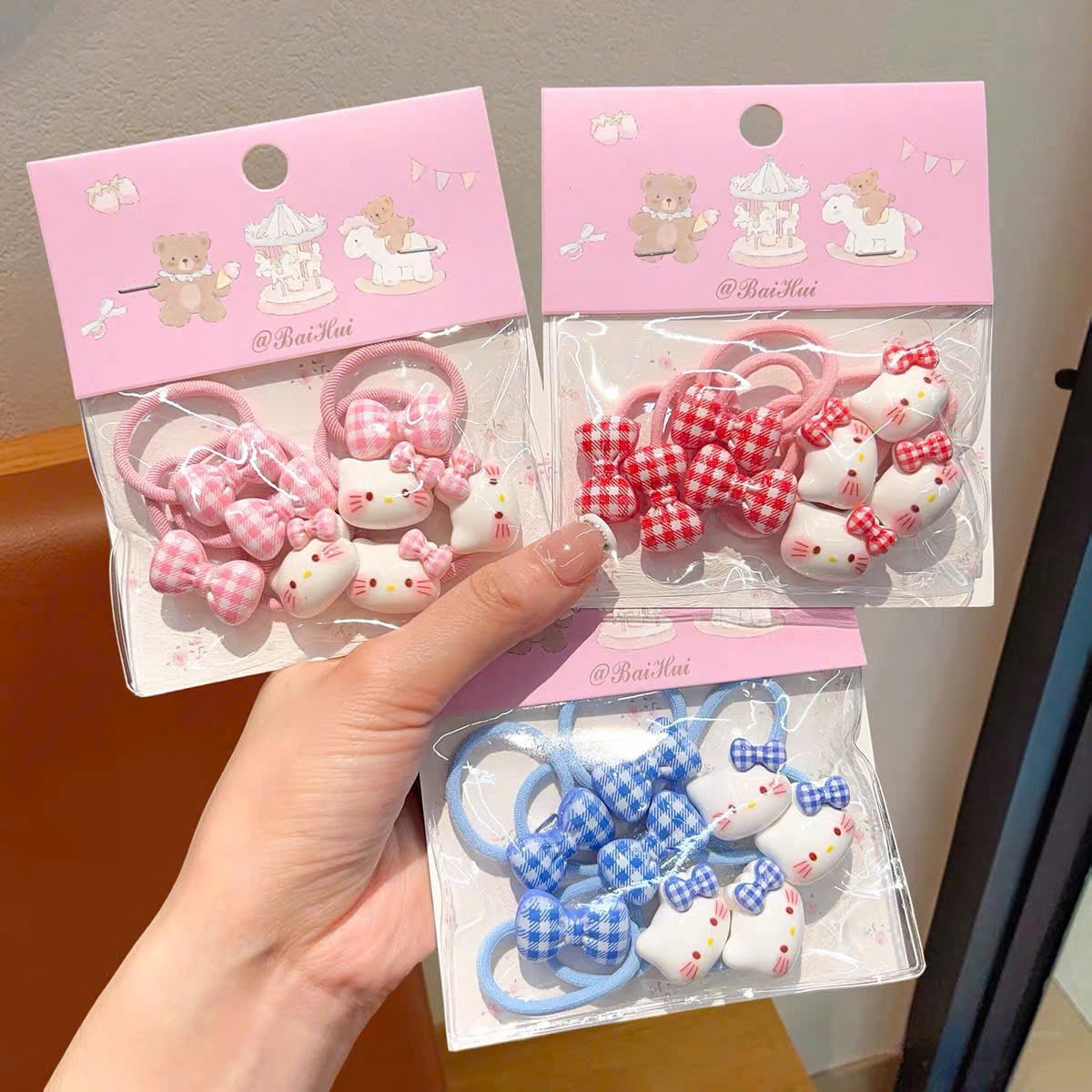 SÉT 10 DÂY BUỘC TÓC HELLO KITTY CHO BÉ GÁI