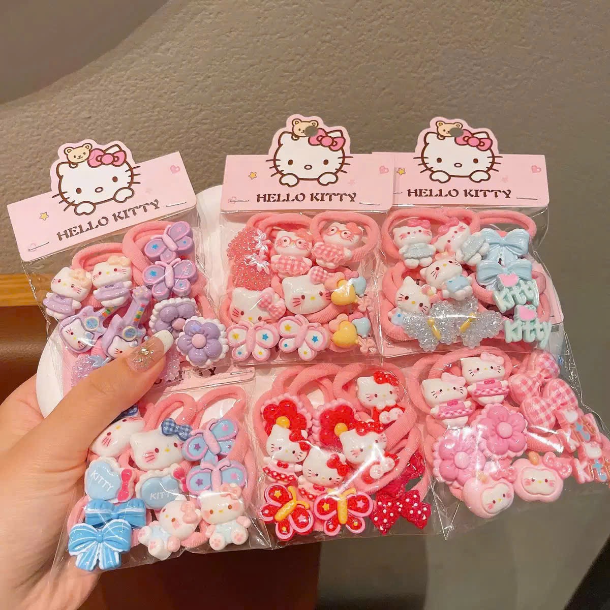 SÉT 10 DÂY BUỘC TÓC HELLO KITTY CHO BÉ GÁI