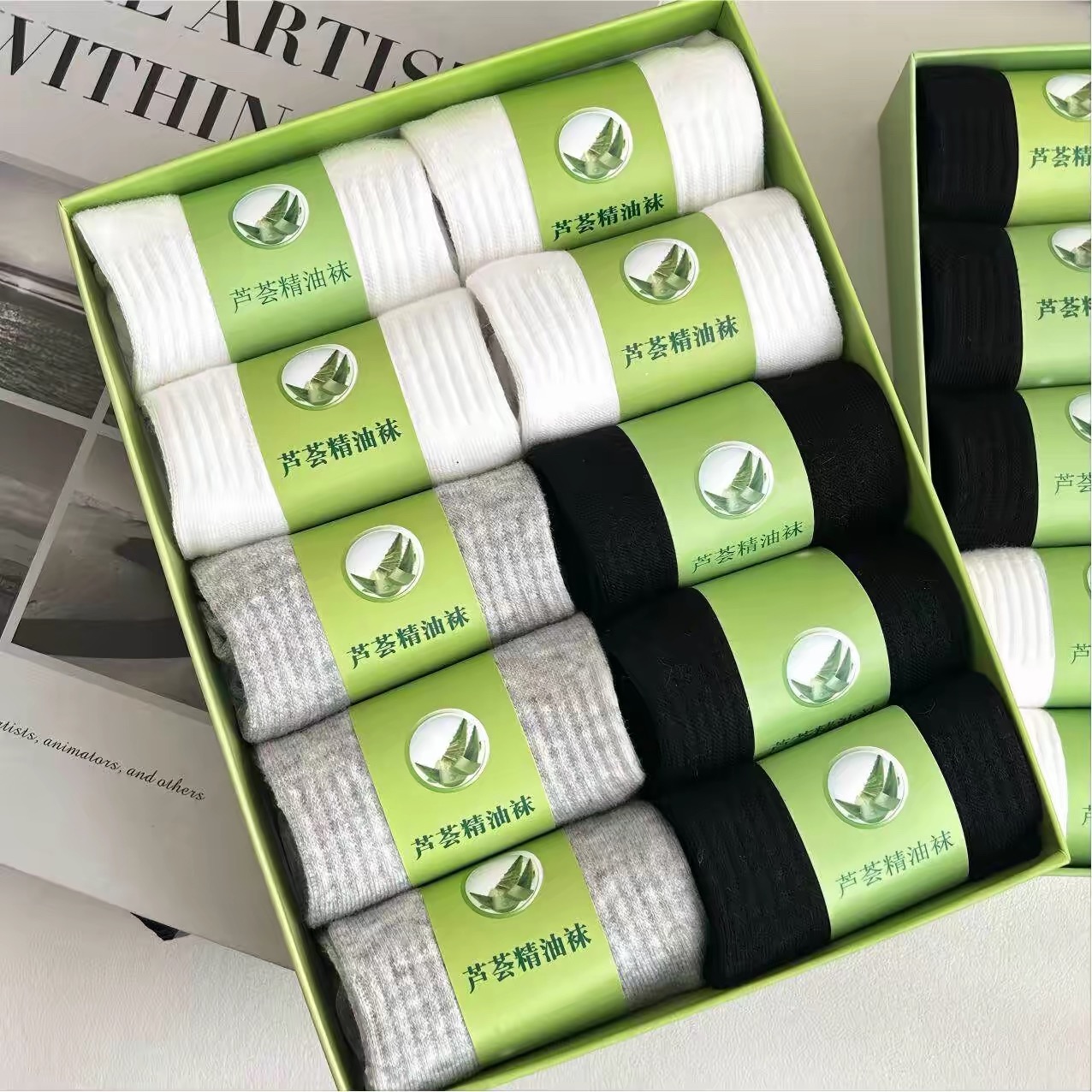 SET 10 ĐÔI TẤT KHỬ MÙI FULL BOX XANH QC