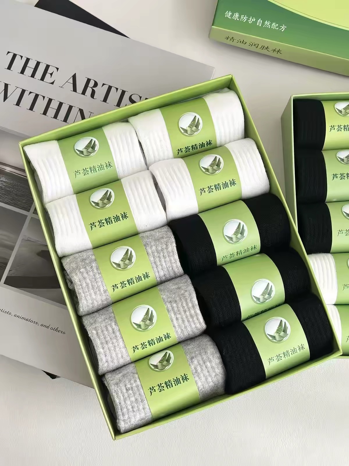 SET 10 ĐÔI TẤT KHỬ MÙI FULL BOX XANH QC