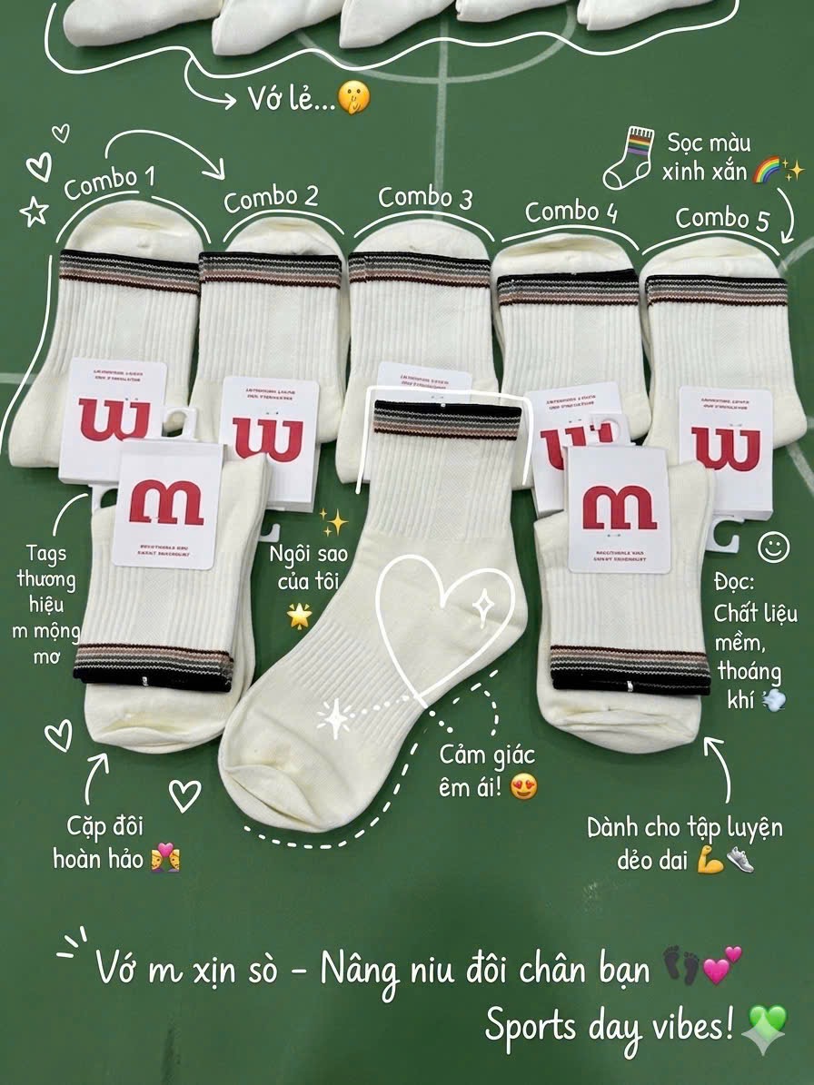 SET 10 ĐÔI TẤT M QCCC MÀU TRẮNG