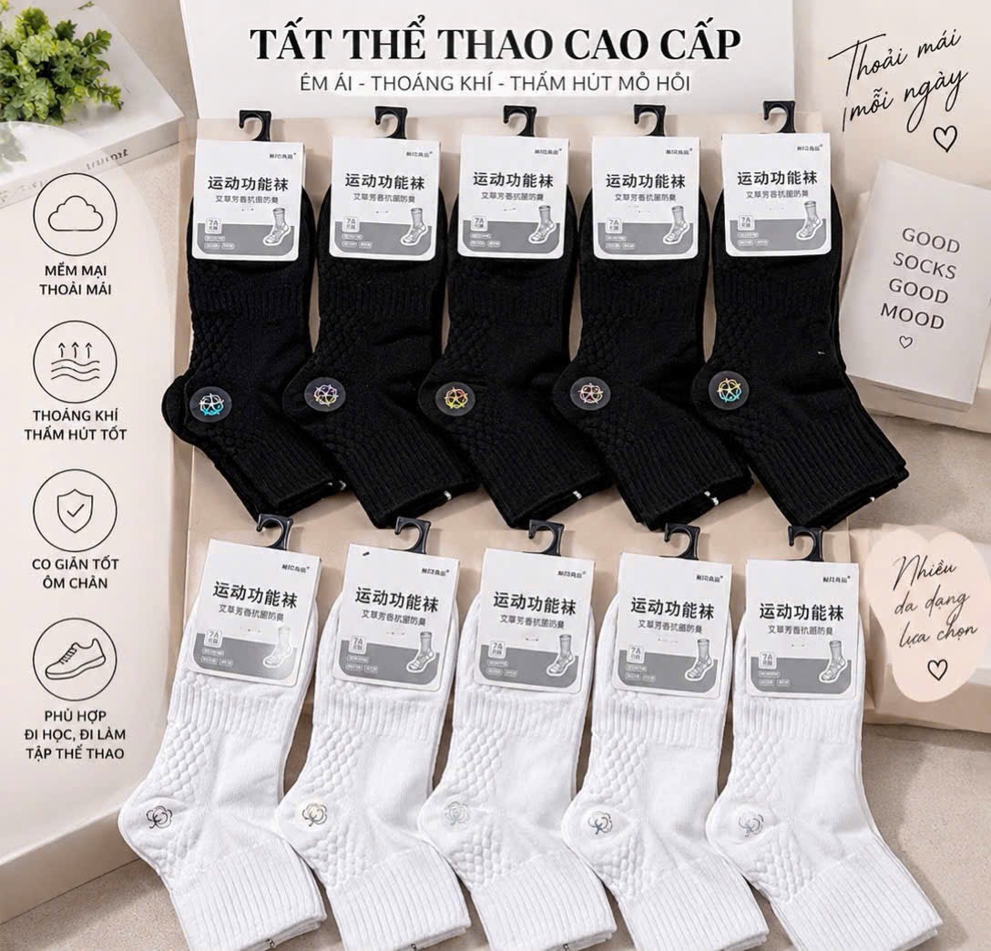 SÉT 10 ĐÔI TẤT TRƠN CÓ MÙI THƠM NAM NỮ CỔ THẤP