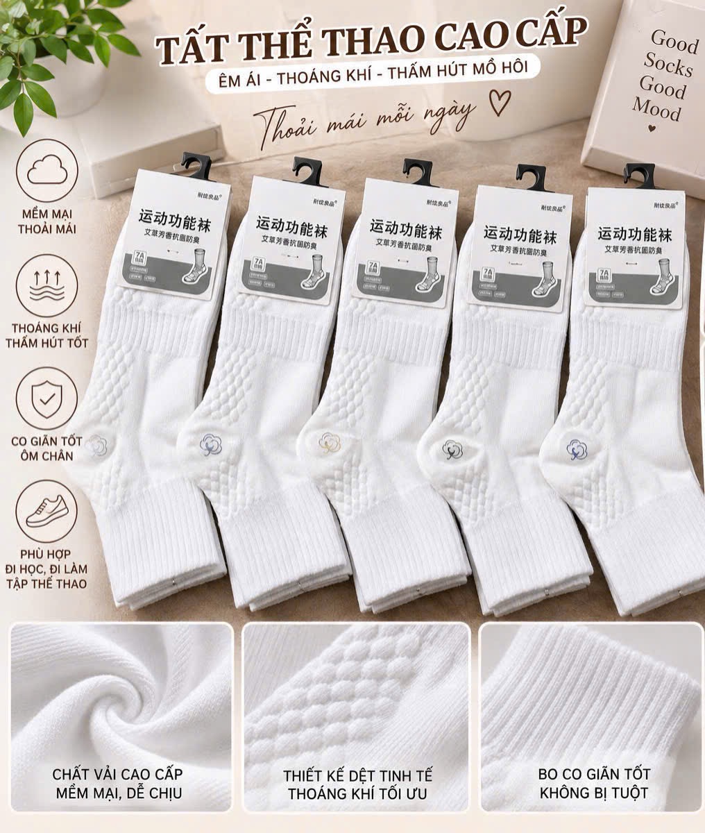 SÉT 10 ĐÔI TẤT TRƠN CÓ MÙI THƠM NAM NỮ CỔ THẤP