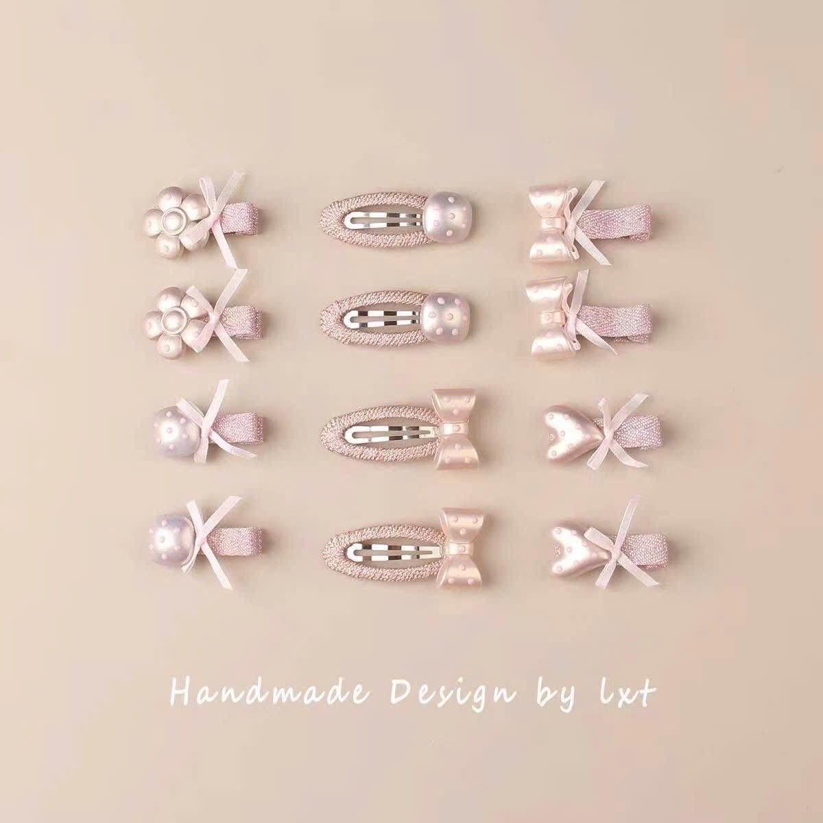SET 12 KẸP TÓC NƠ HỒNG BG