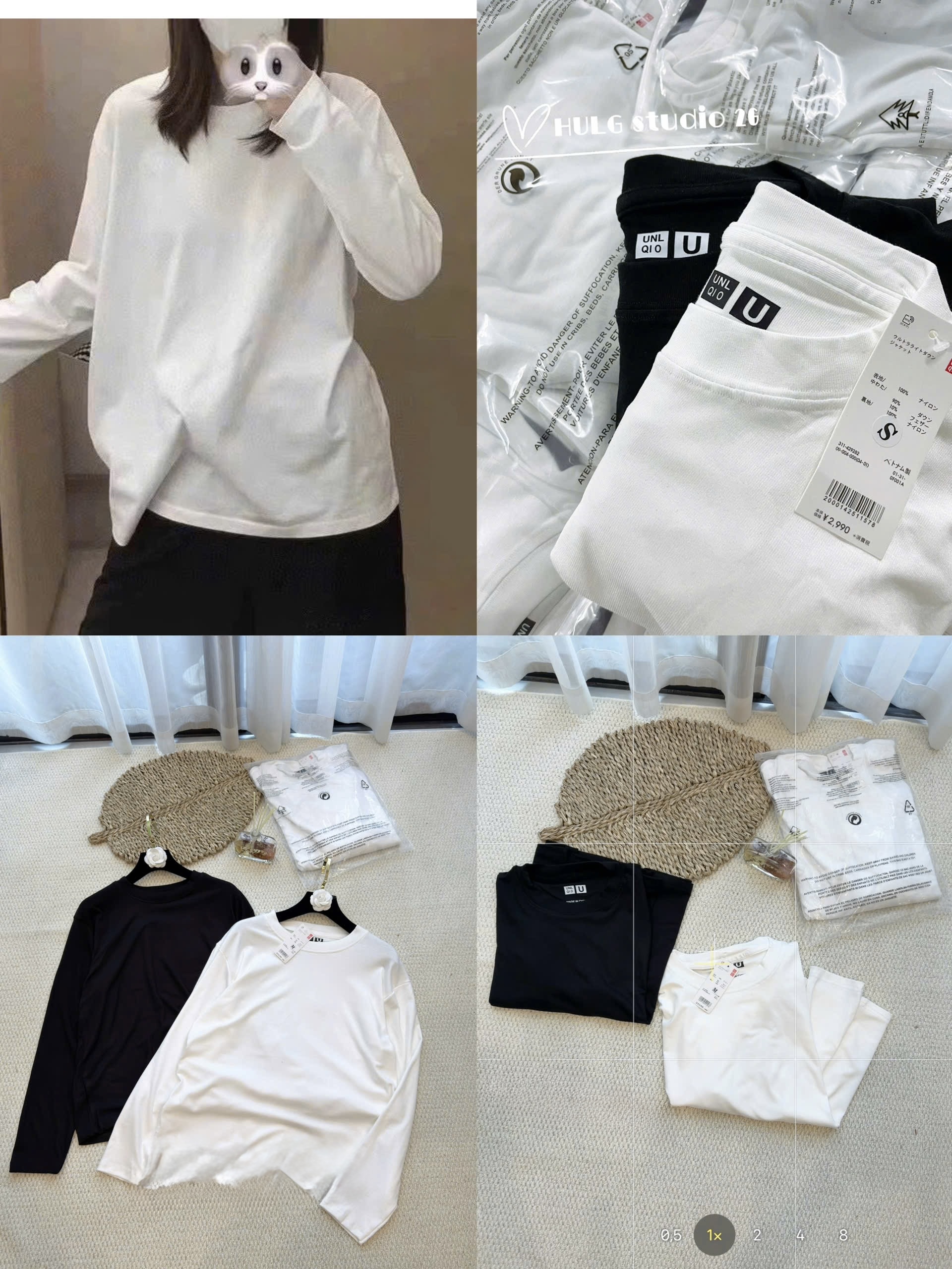SET 2 ÁO ĐEN TRẮNG DÀI TAY UNI