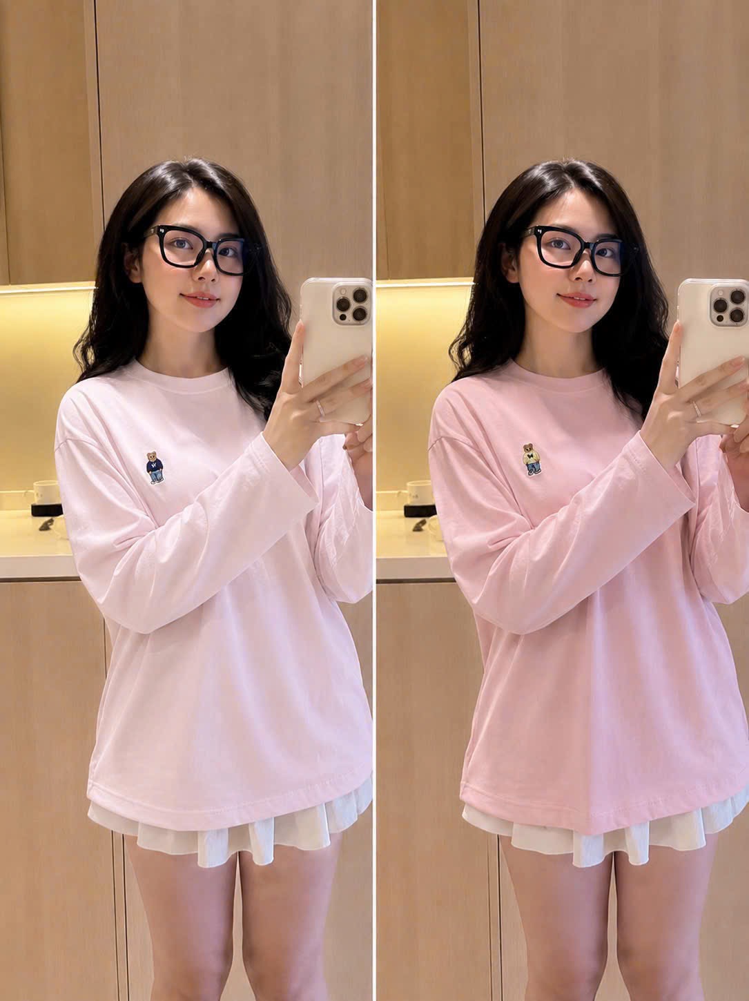 SET 2 ÁO GẤU WHOU DÀI TAY TONE HỒNG