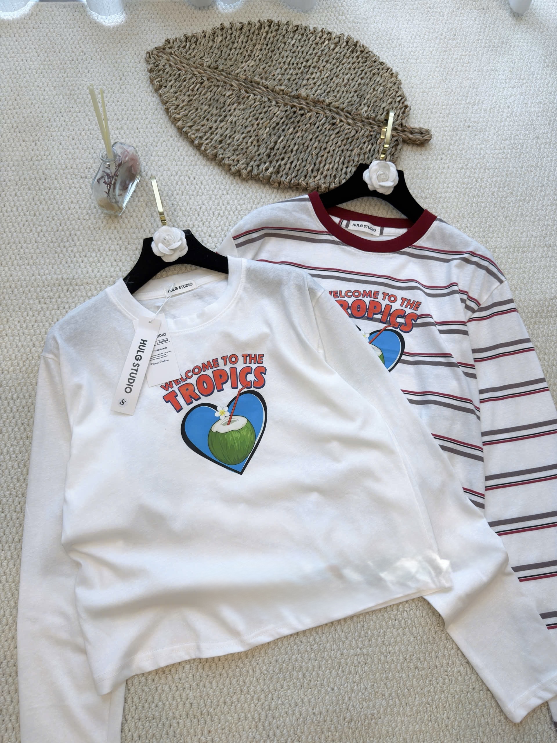 SET 2 ÁO GIẤY TRẮNG KẺ TROPICS DT