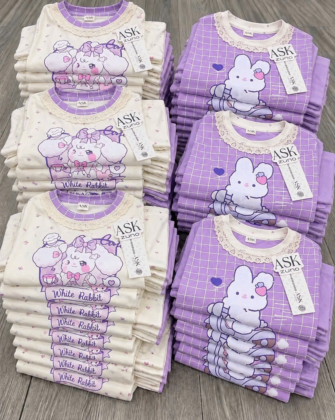 SET 2 BỘ DT HÌNH THỎ TONE TÍM
